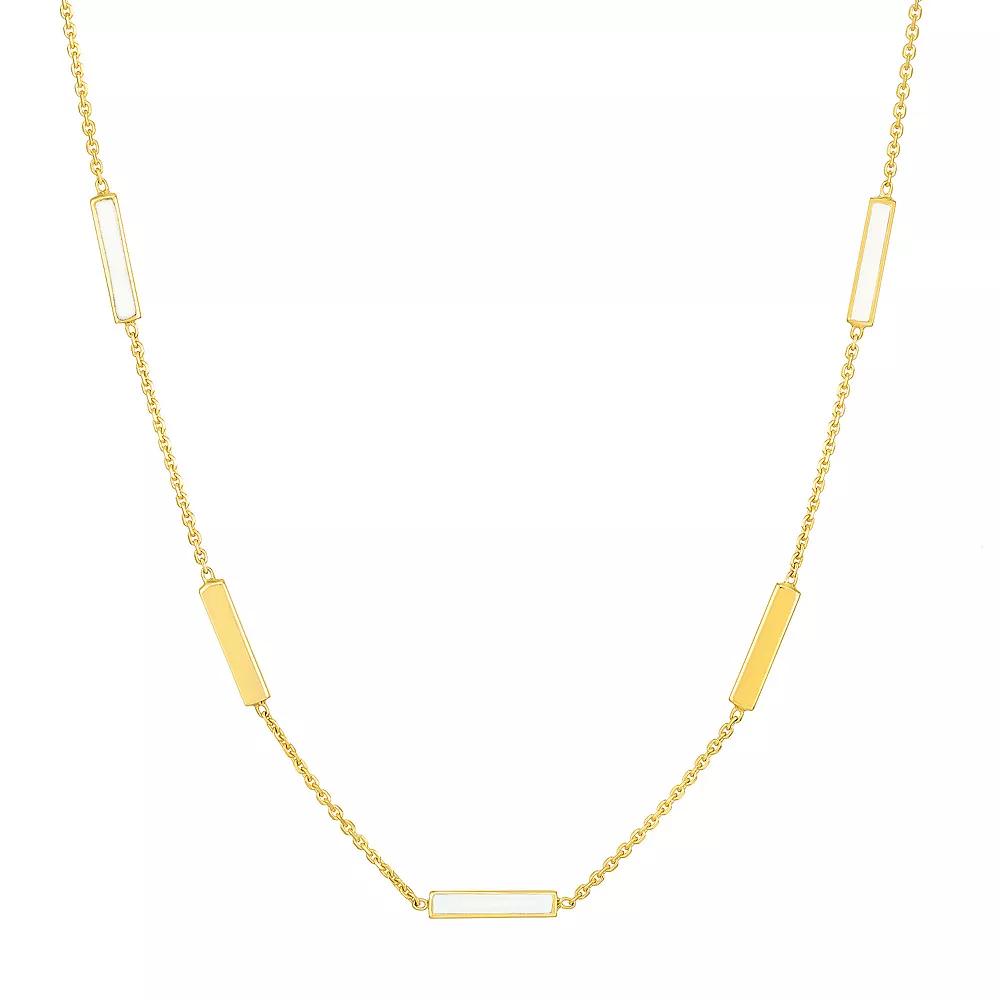 Color Romance 14k Gold Colored Enamel Adjustable Bar Necklace, Women's, Size: 18", White Product Image
