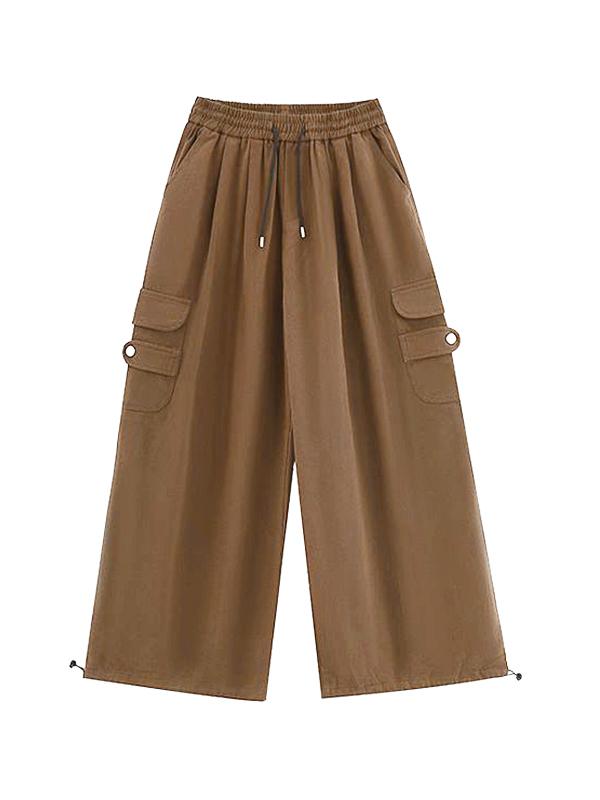 Men's Vintage Brown Big Pocket Bound Feet Cargo Pants Product Image
