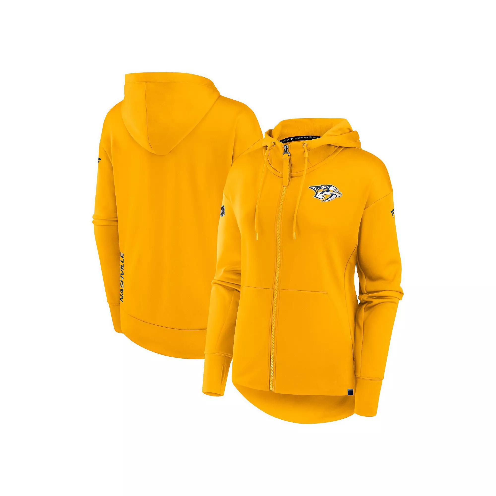 Women's Fanatics Branded  Gold Nashville Predators Authentic Pro Scuba Full-Zip Hoodie, Size: XL, Pdt Gold Product Image