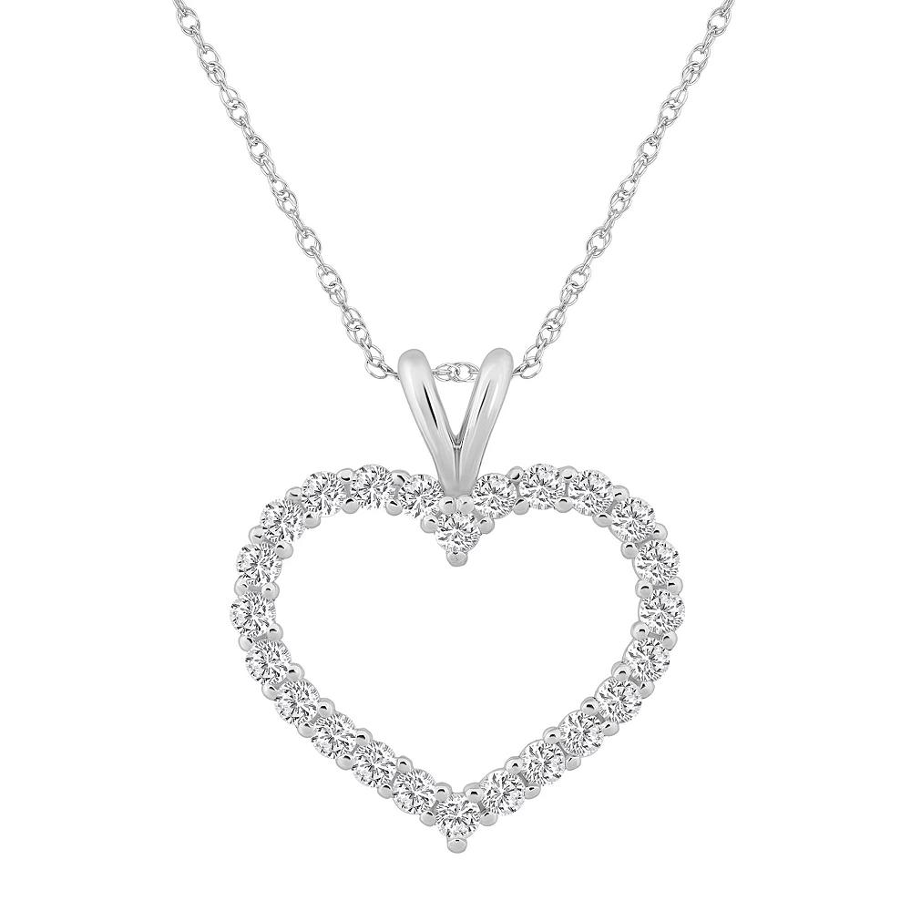Alyson Layne 14k Gold 1 1/10 Carat T.W. Diamond Heart Pendant Necklace, Women's, Size: 18", 14k White Gold Product Image