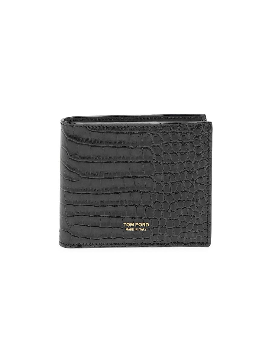 Mens Croc-Embossed T-Line Classic Bifold Wallet Product Image
