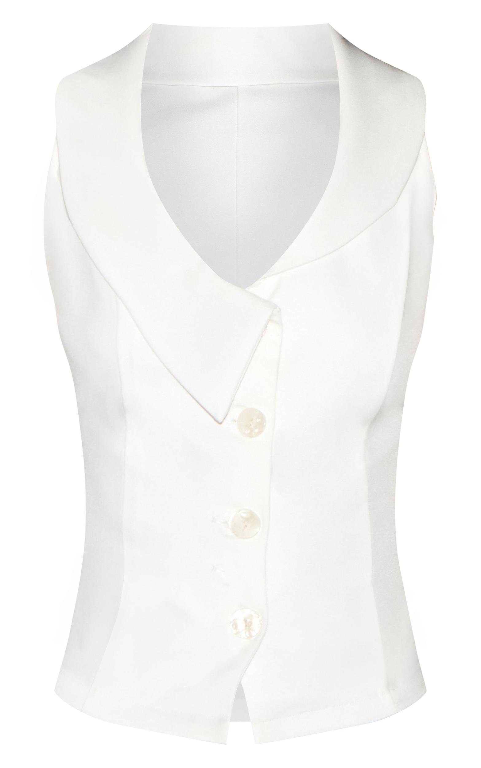 White Collar Detail Button Waist Coat Product Image