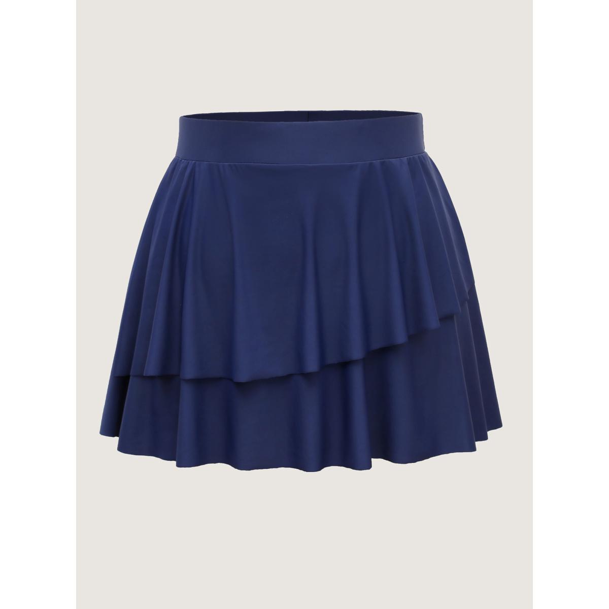 Plus Size Anti-Float Ties Pockets Swim Bottoms Women's Swimwear Indigo Beach High stretch Bodycon Mid Rise Side seam pocket Curve Swim Bottoms BloomChic 12/L Product Image