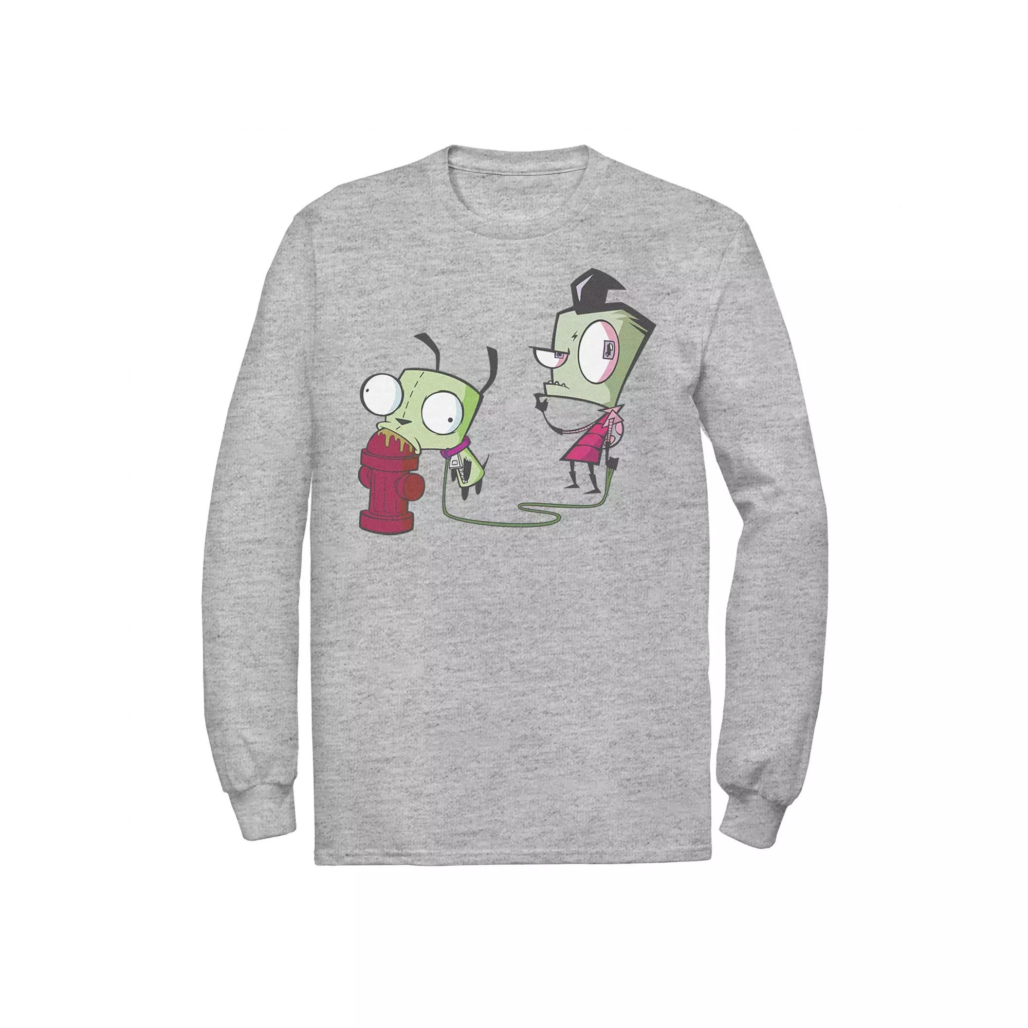 Men's Nickelodeon Invader Zim Walking Gir Fire Hydrant Portrait Long Sleeve Graphic Tee,  Product Image