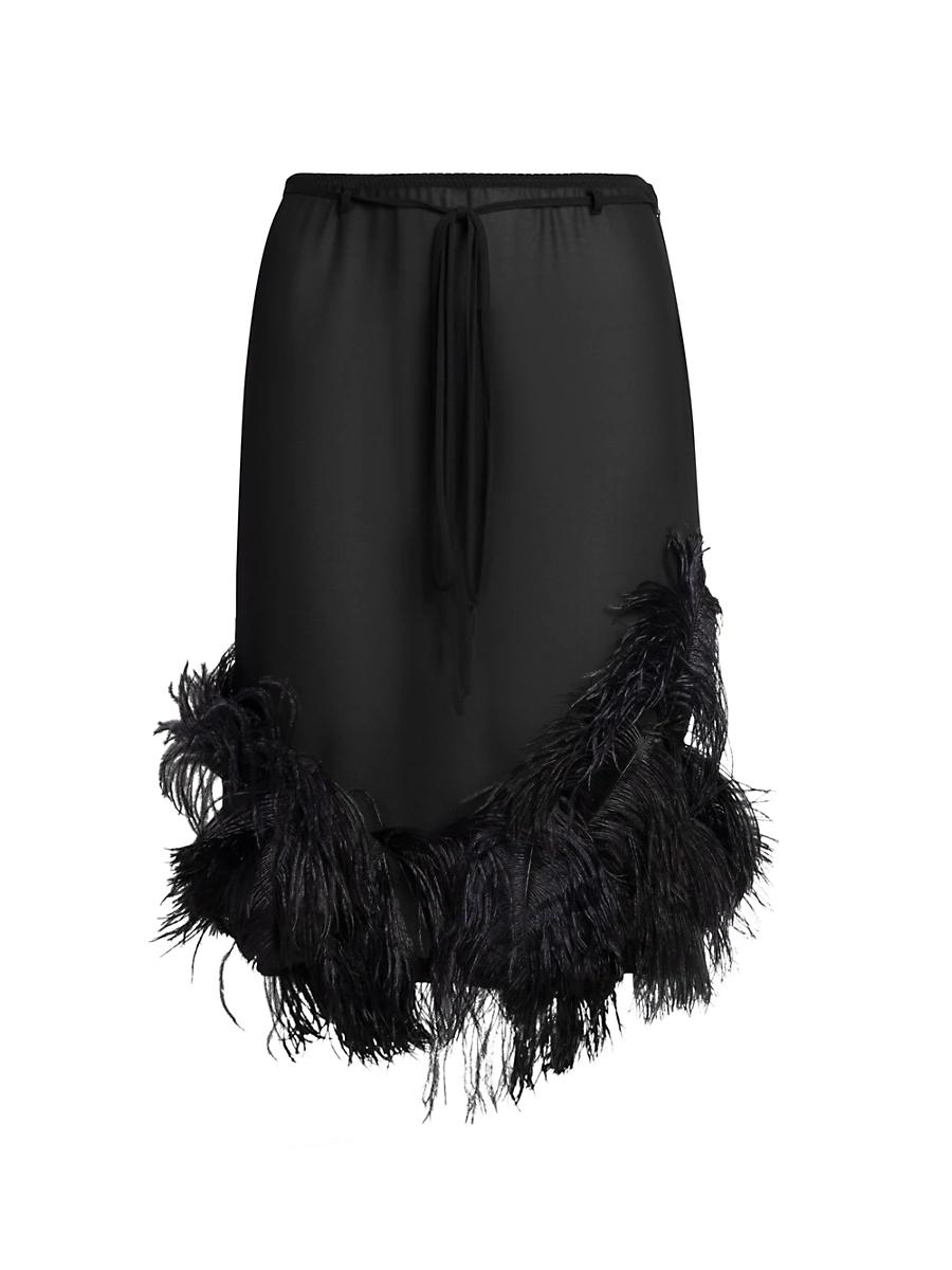 Womens Feathered Georgette Knee-Length Skirt Product Image