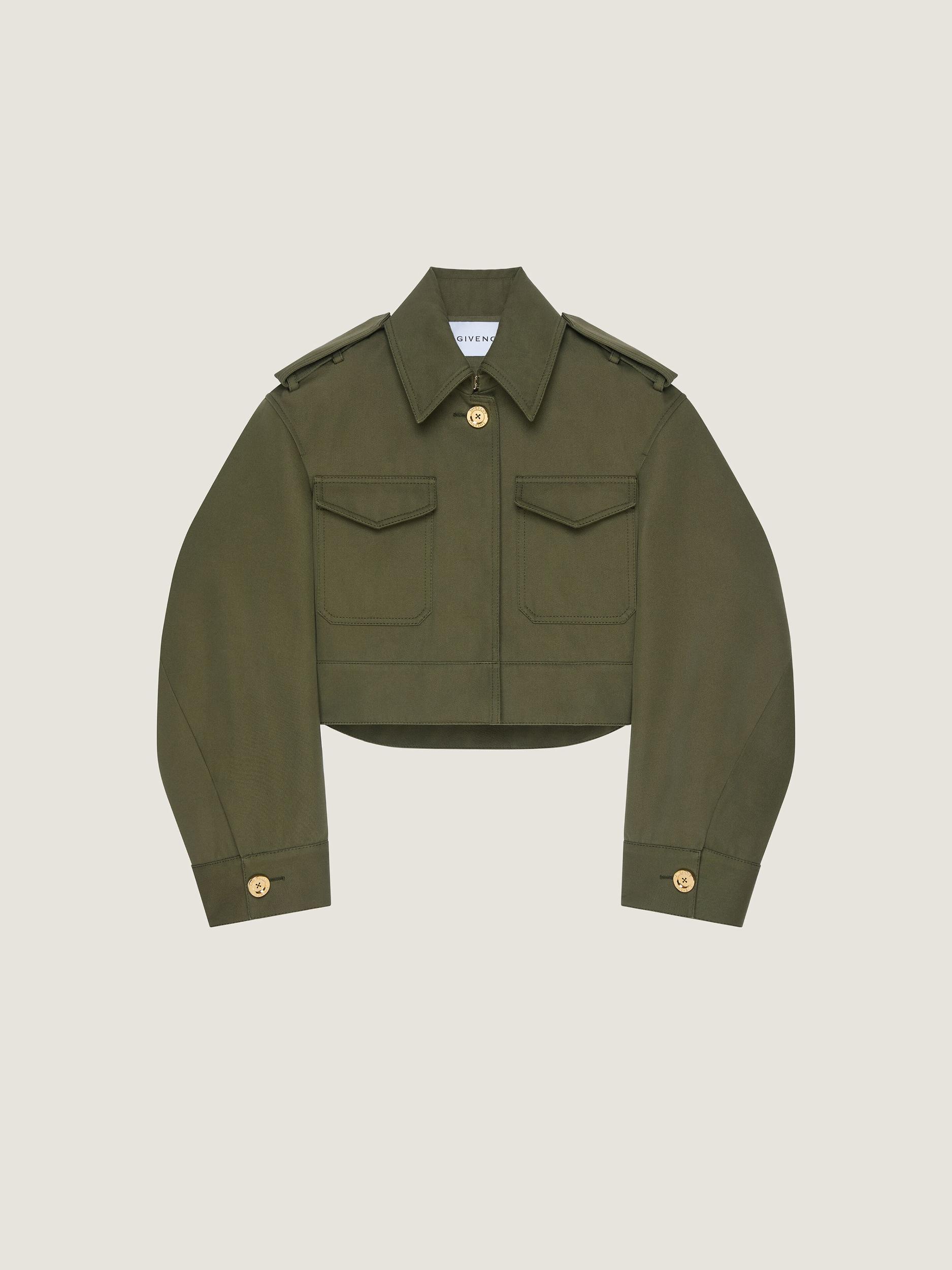 Cropped utility jacket in cotton and wool Product Image
