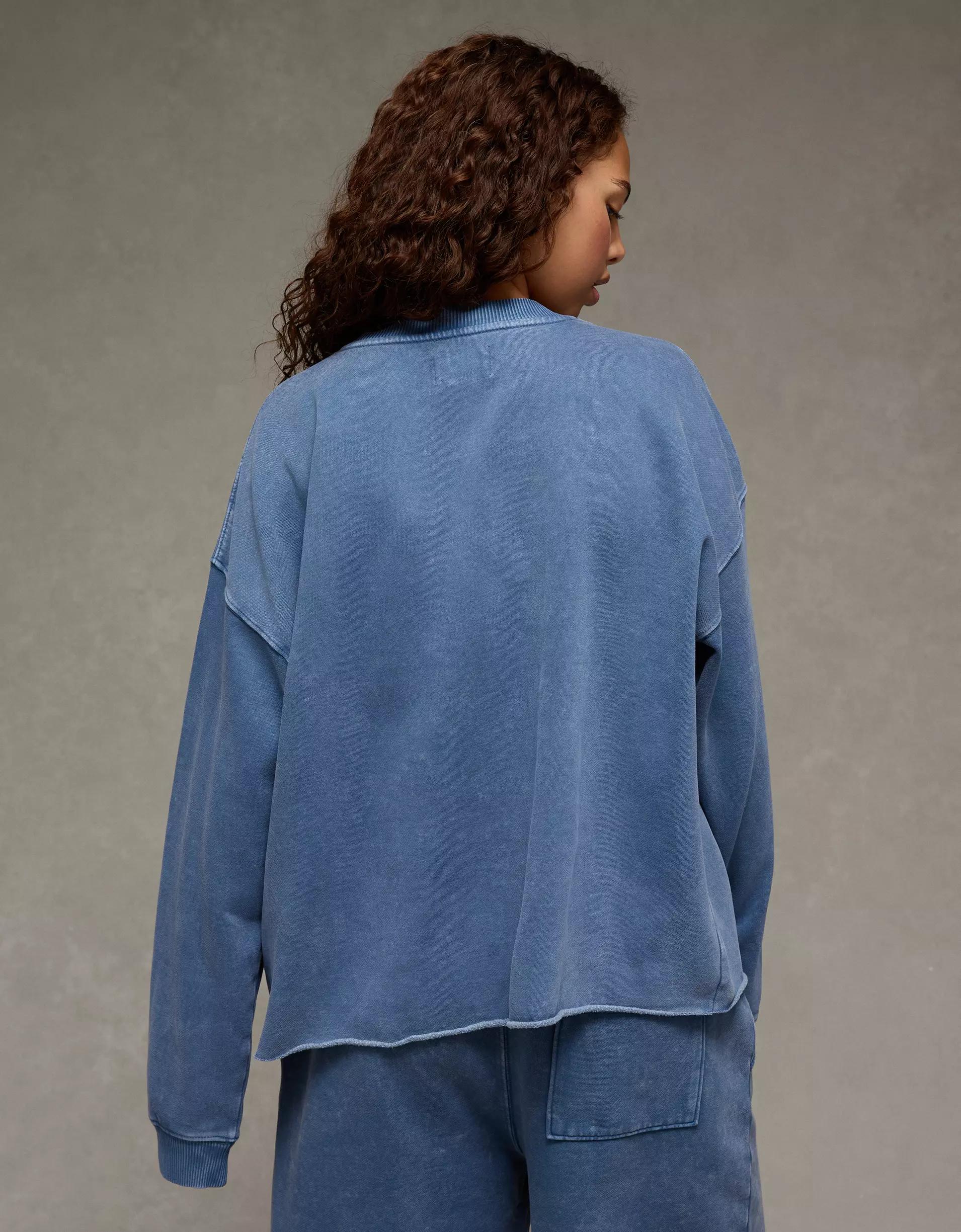 AE Everyday Luxe Cropped Cut-Off Sweatshirt Product Image