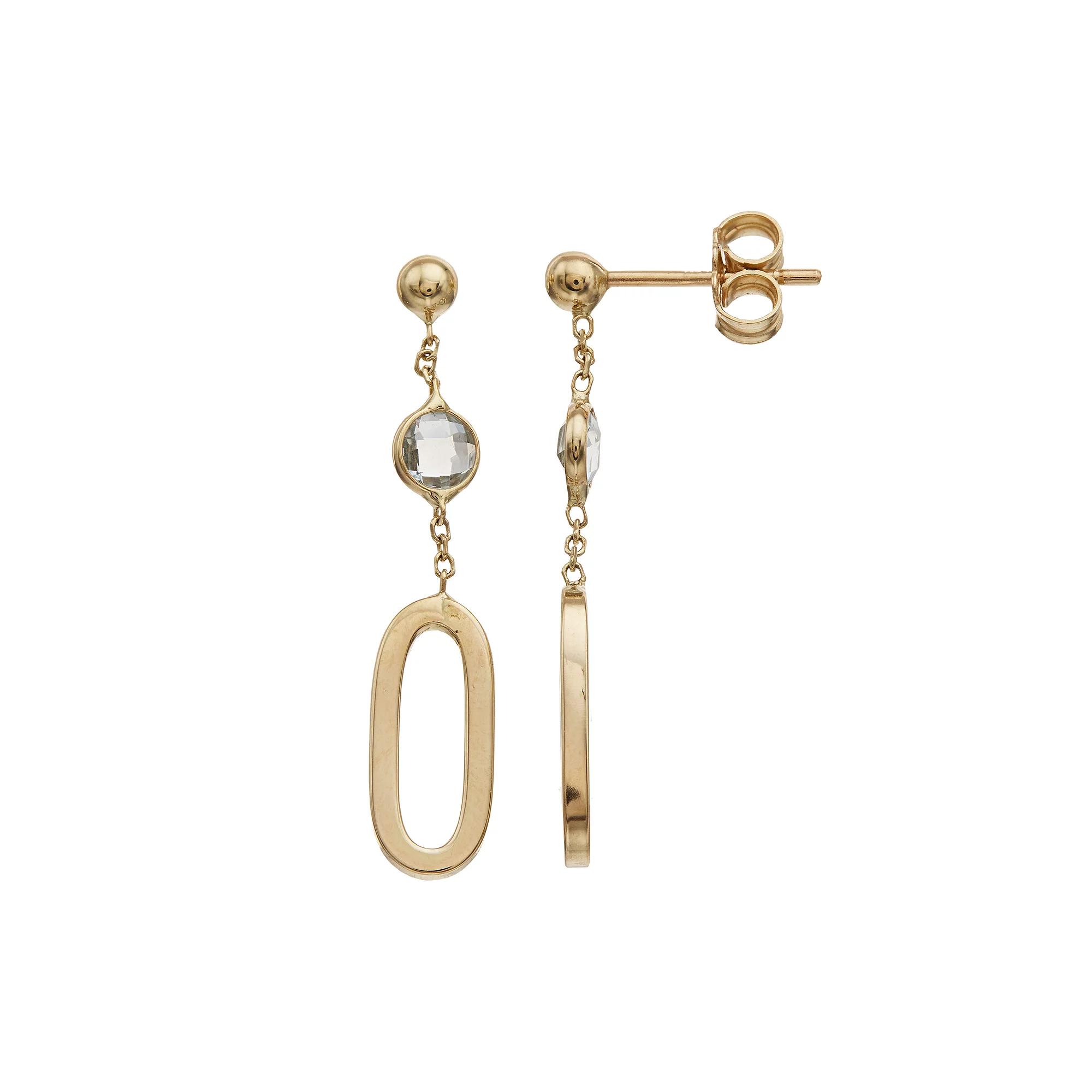 Au Naturale 14k Gold Blue Topaz Drop Earrings, Women's, Yellow Product Image