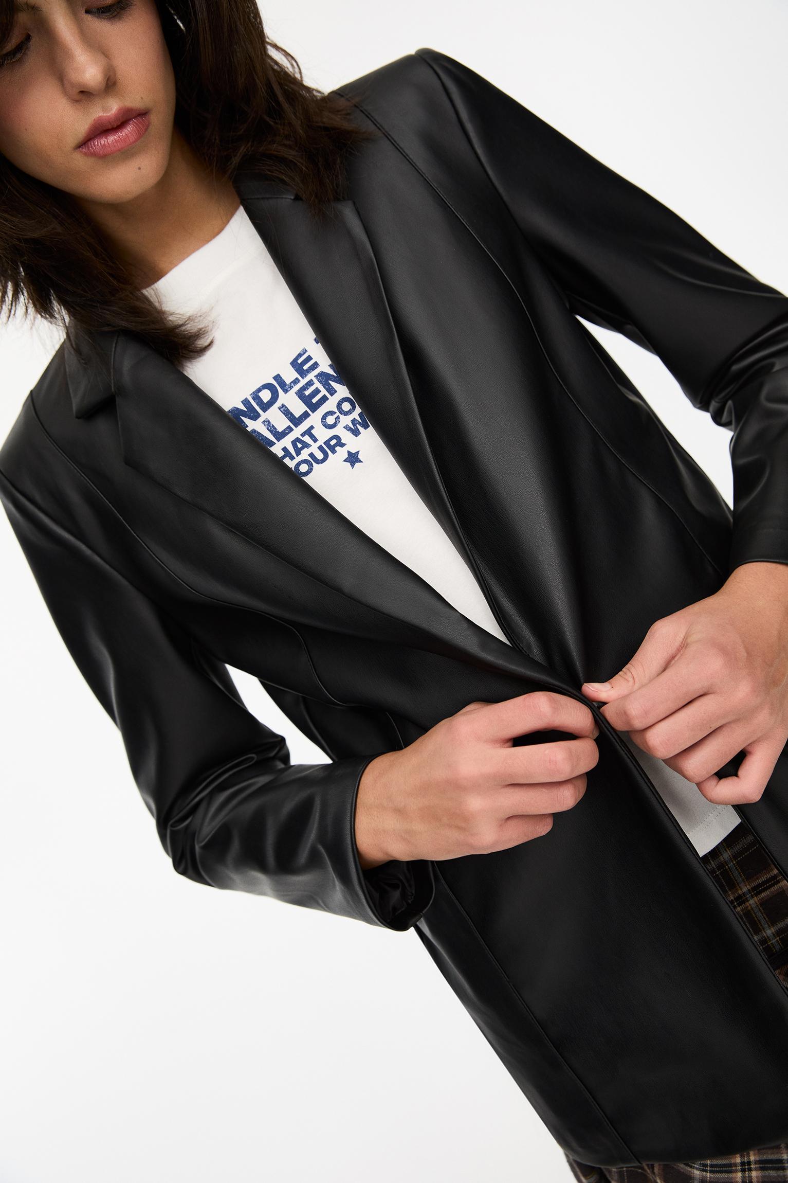 Oversize faux leather blazer Product Image