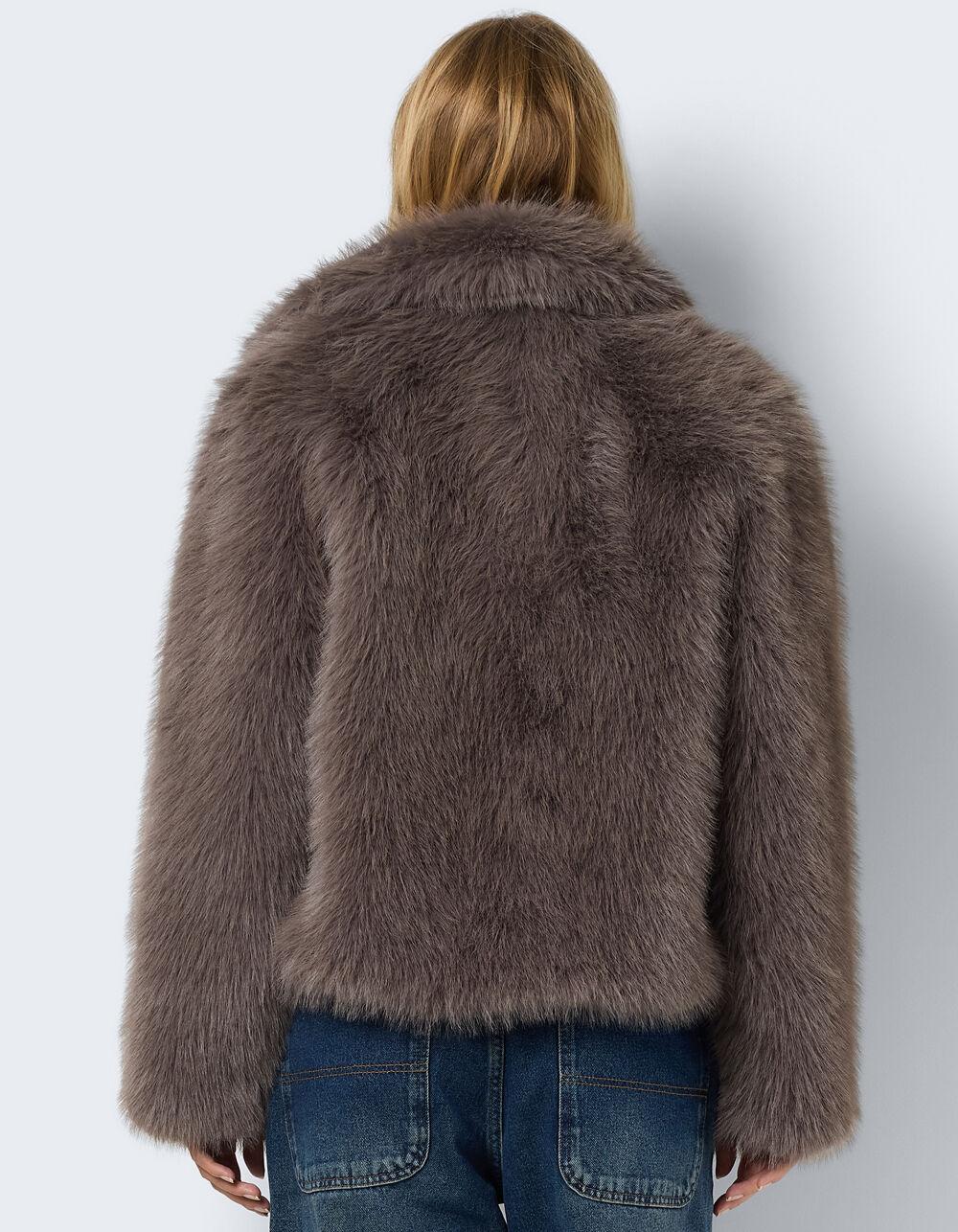 NOISY MAY Evie Womens Faux Fur Jacket - GRAY Product Image