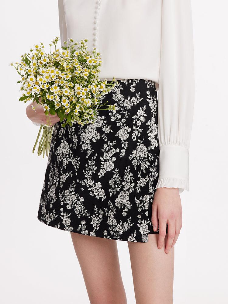 Camellia Jacquard A-Line Women Mini Skirt Product Image