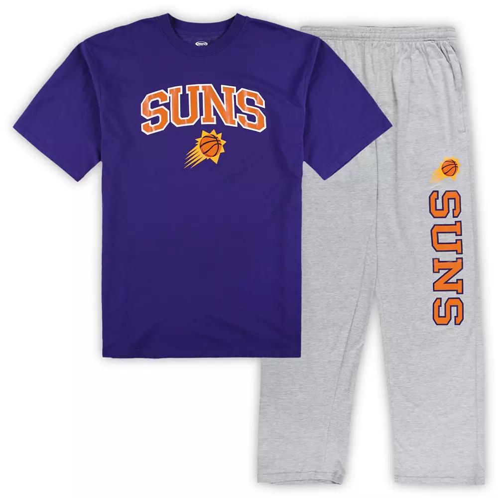 Men's Concepts Sport Purple/Heather Gray Phoenix Suns Big & Tall T-Shirt and Pajama Pants Sleep Set,  Product Image