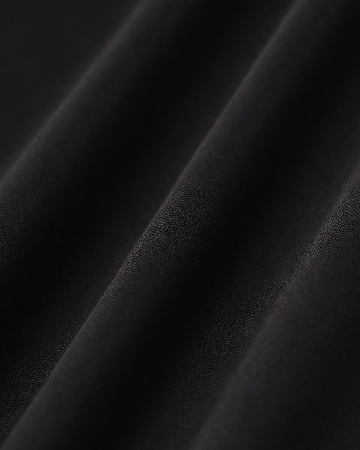 Black A-Line Square Neck Ruched Slip Midi Dress Product Image