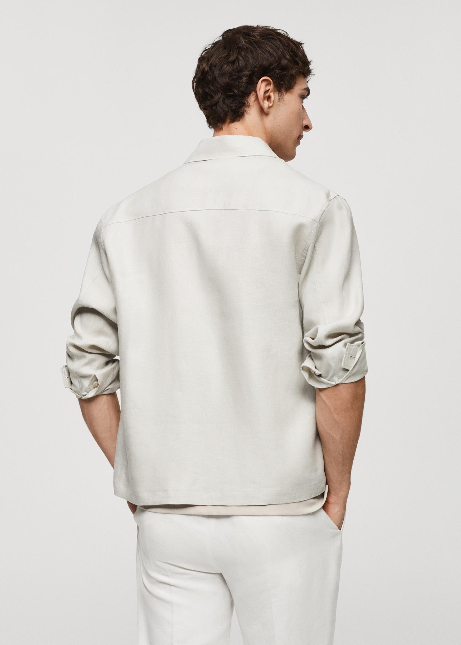 100% linen overshirt with pockets - Men | MANGO USA Product Image