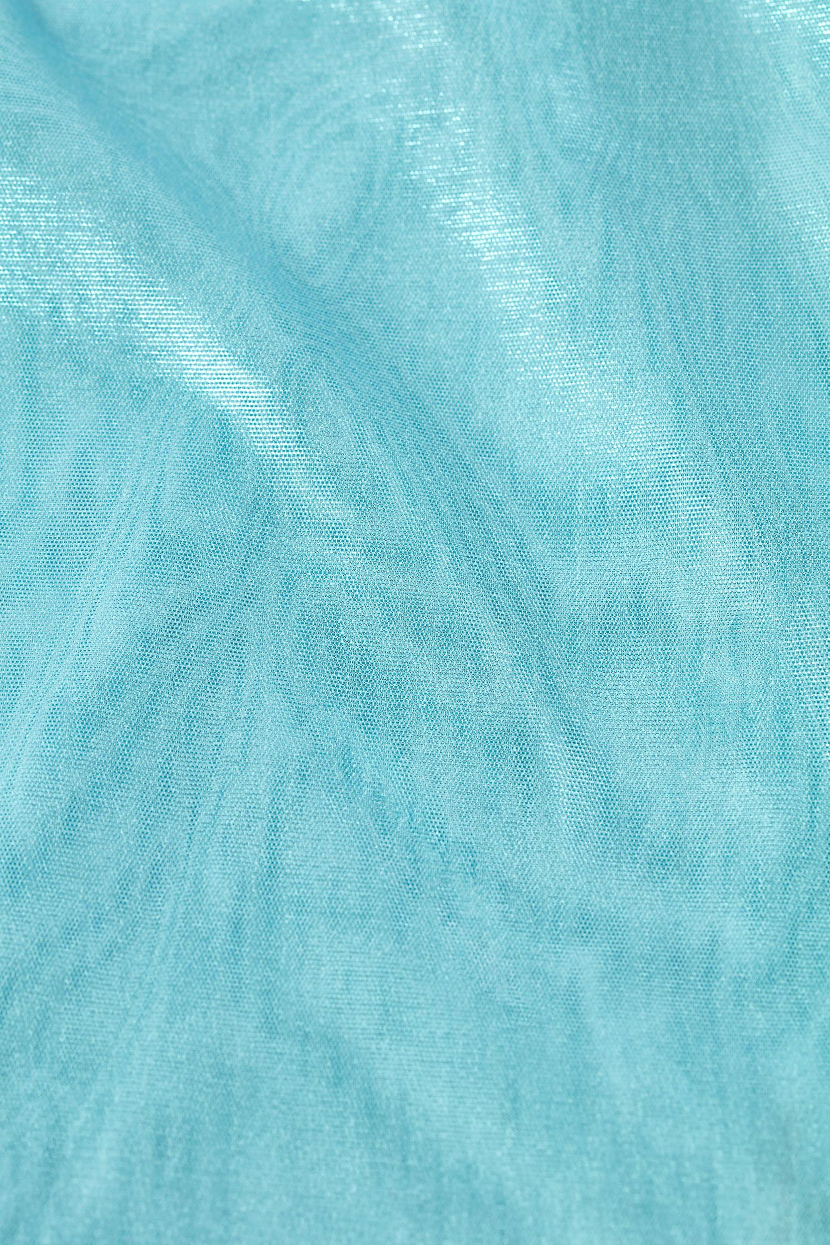 Metallic Cut-Out One-Shoulder Mini Dress in Ice Blue Product Image