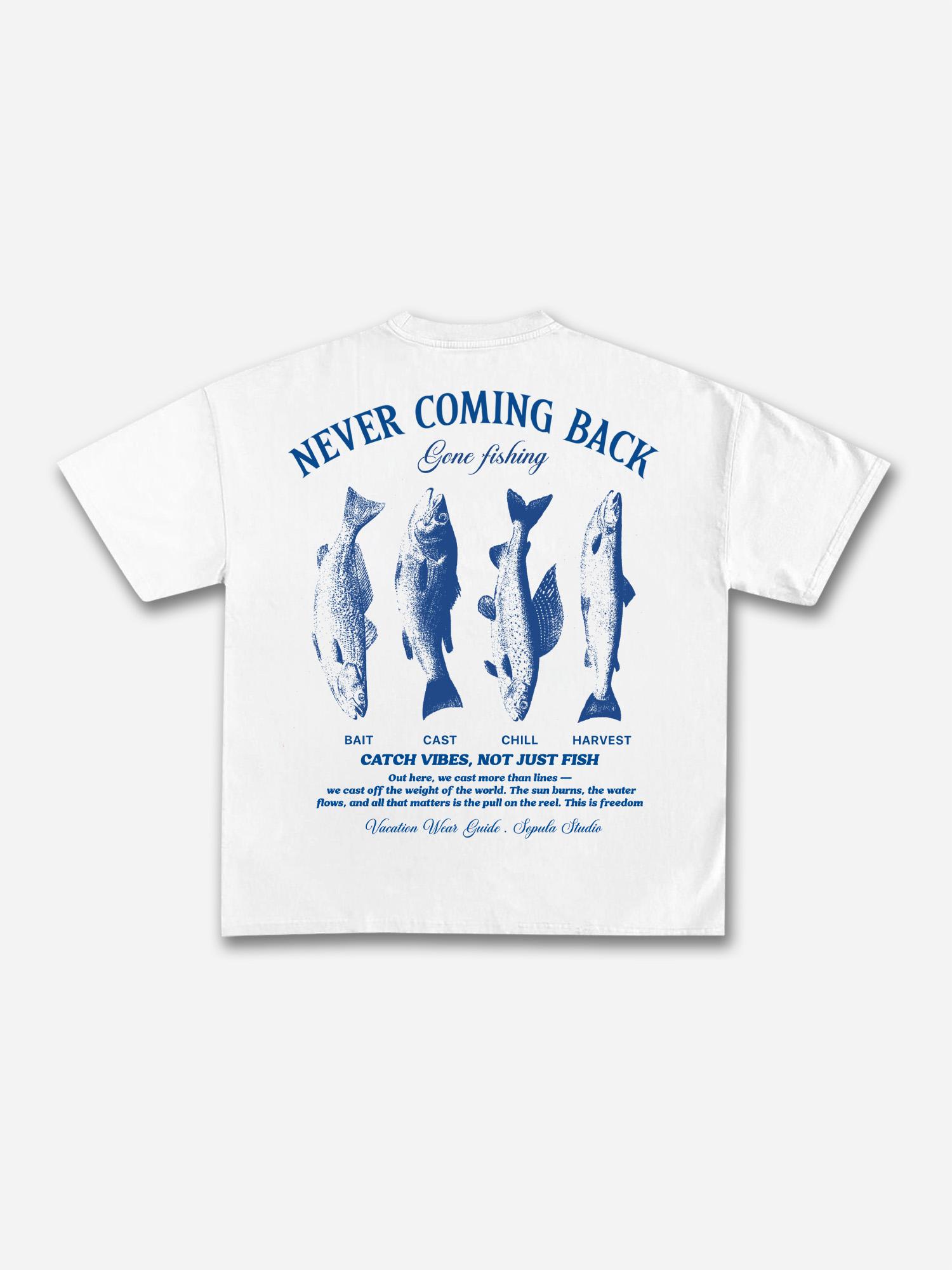 Vacation Wear Guide Vintage Sea Fishing Graphic Cotton T-shirt Product Image