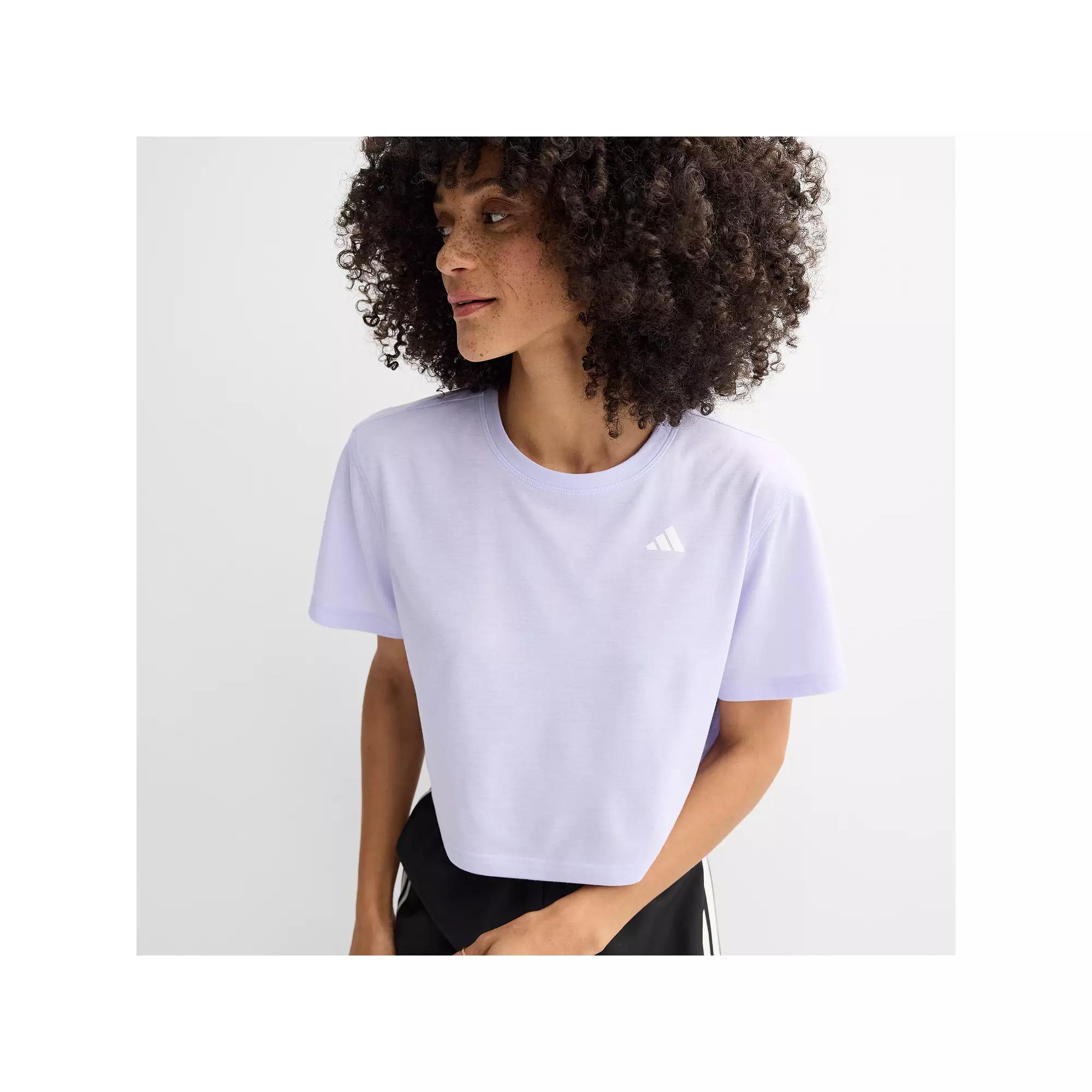 Women's adidas Essentials Boxy Cropped Training T-Shirt, Size: Medium, Purple Tone Product Image