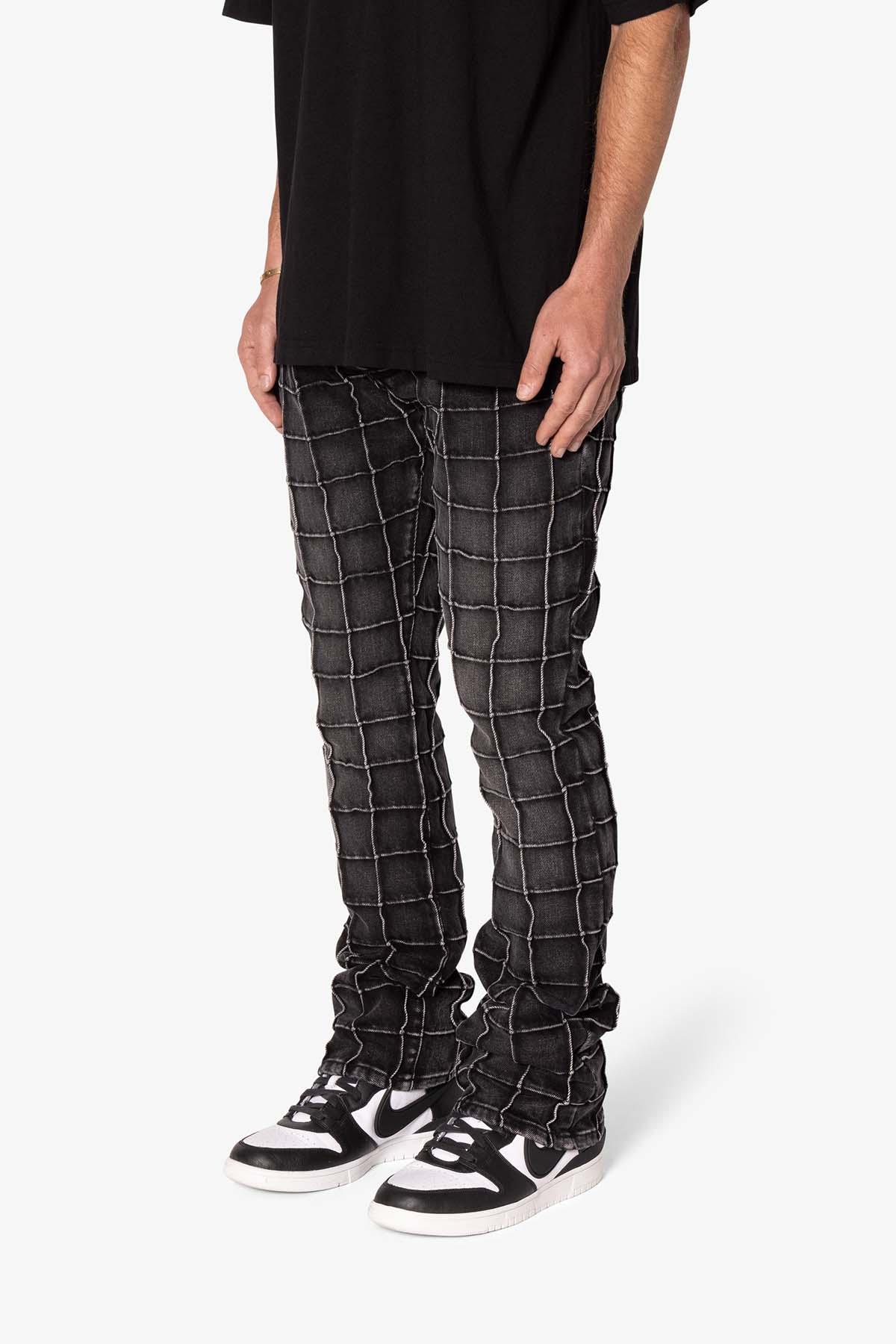 B665 Pleated Square Flare Denim - Black Product Image