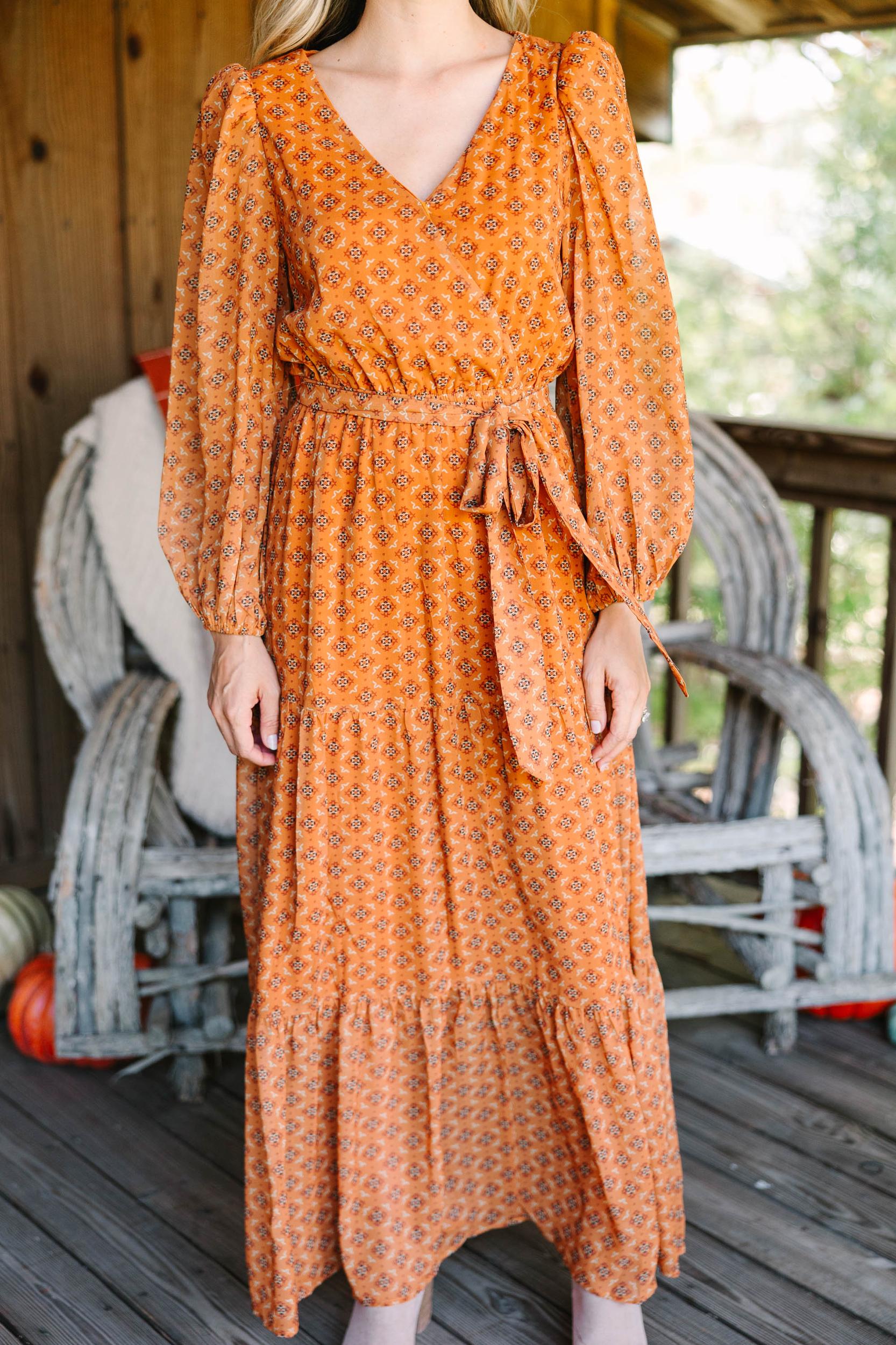 Come Forward Rust Orange Medallion Print Maxi Dress Female Product Image