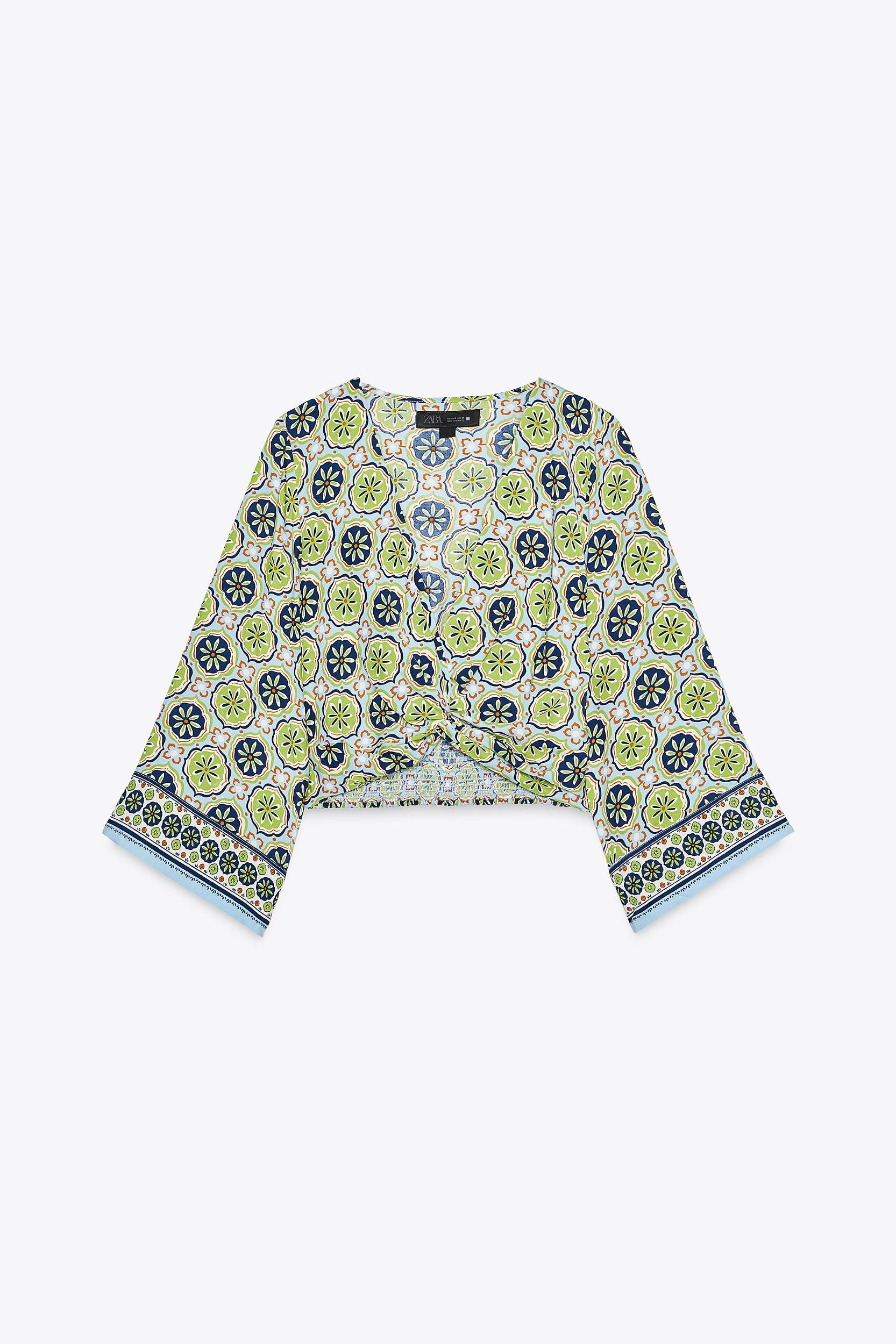 PRINTED KNOTTED CROP TOP Product Image