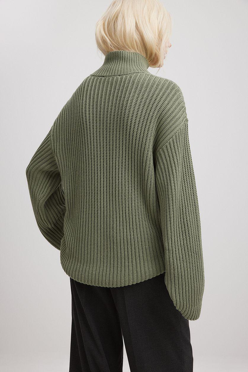 High Neck Zipped Knitted Sweater Product Image