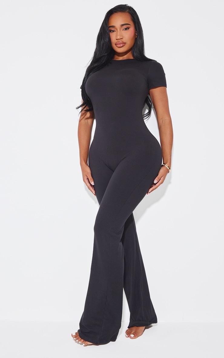 Shape Black Sculpted Short Sleeve Jumpsuit Product Image