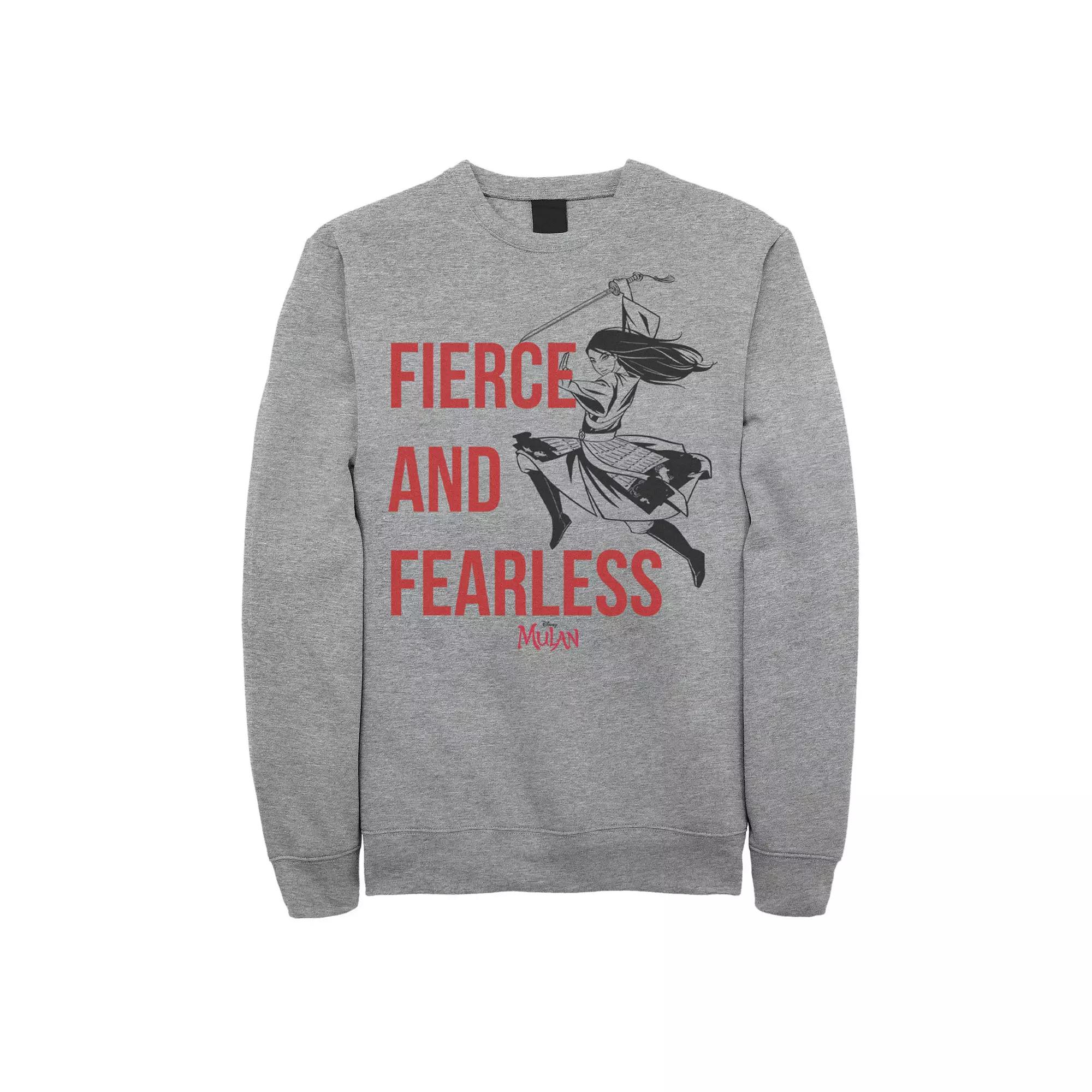 Disney's Mulan Live Action Fierce And Fearless Action Pose Men's Sweatshirt, Size: Large, Athletic Grey Product Image