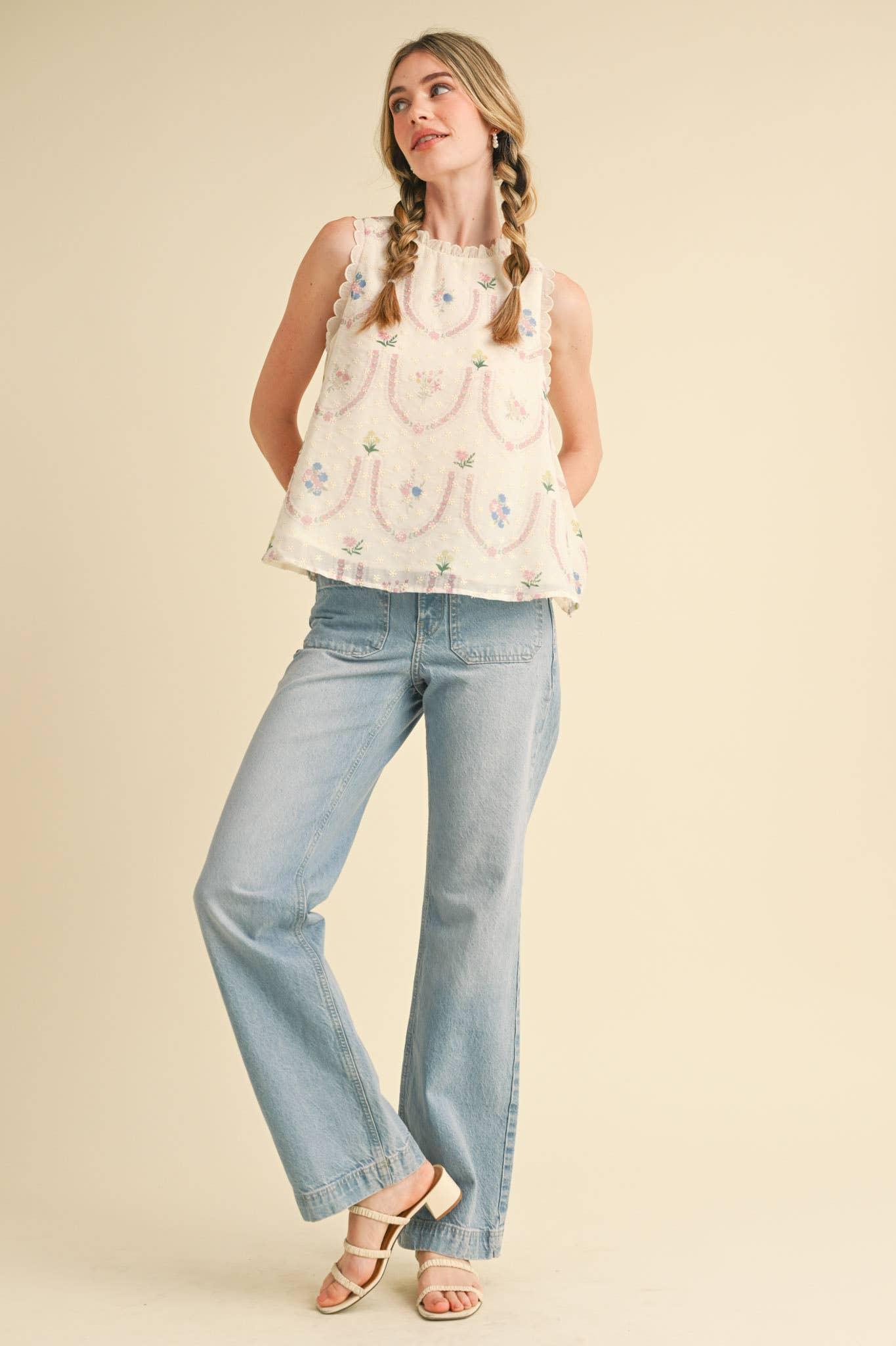 Embroidered Babydoll Top Product Image