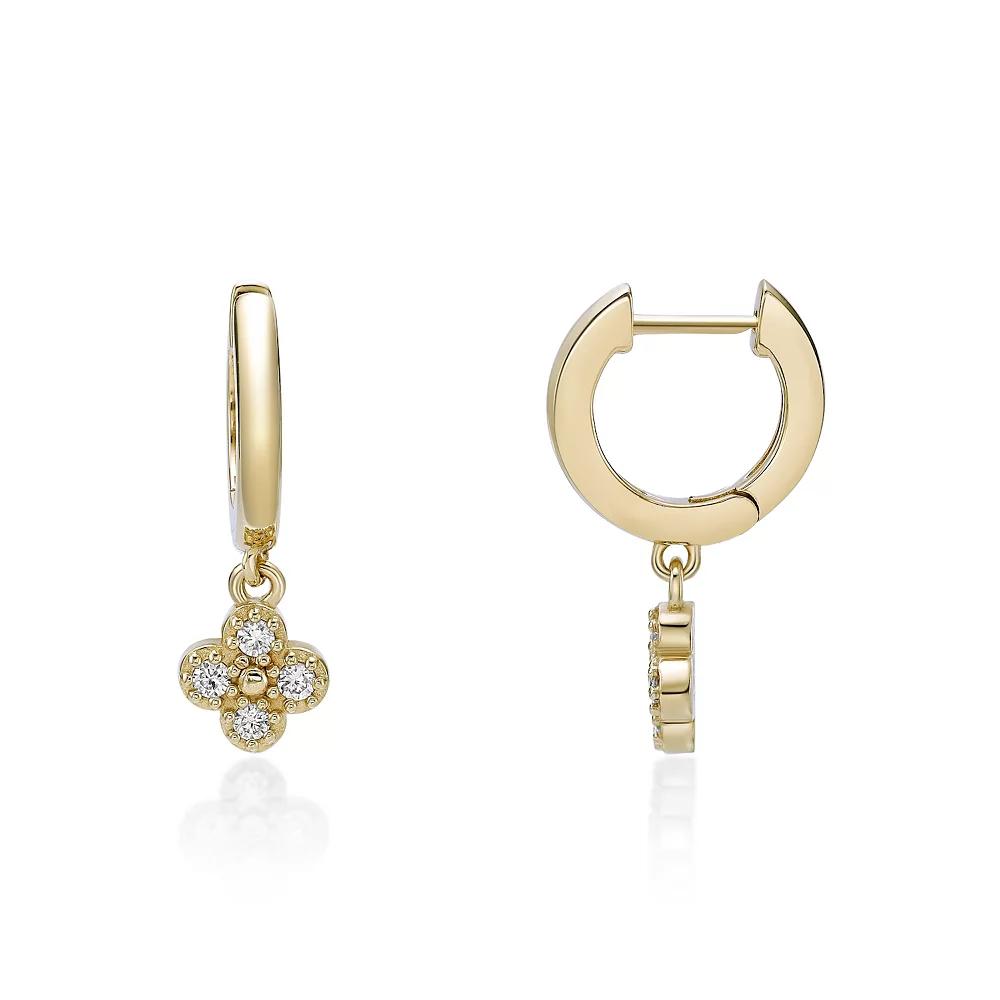 Gemminded 18k Gold Over Silver 1/10ct. T.W. Lab-Grown Diamond Hoop Drop Earrings, Women's, Gold Tone Product Image