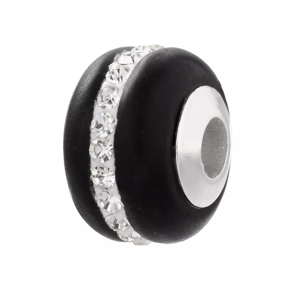 Individuality Beads Sterling Silver Crystal Striped Glass Bead, Women's, Black Product Image