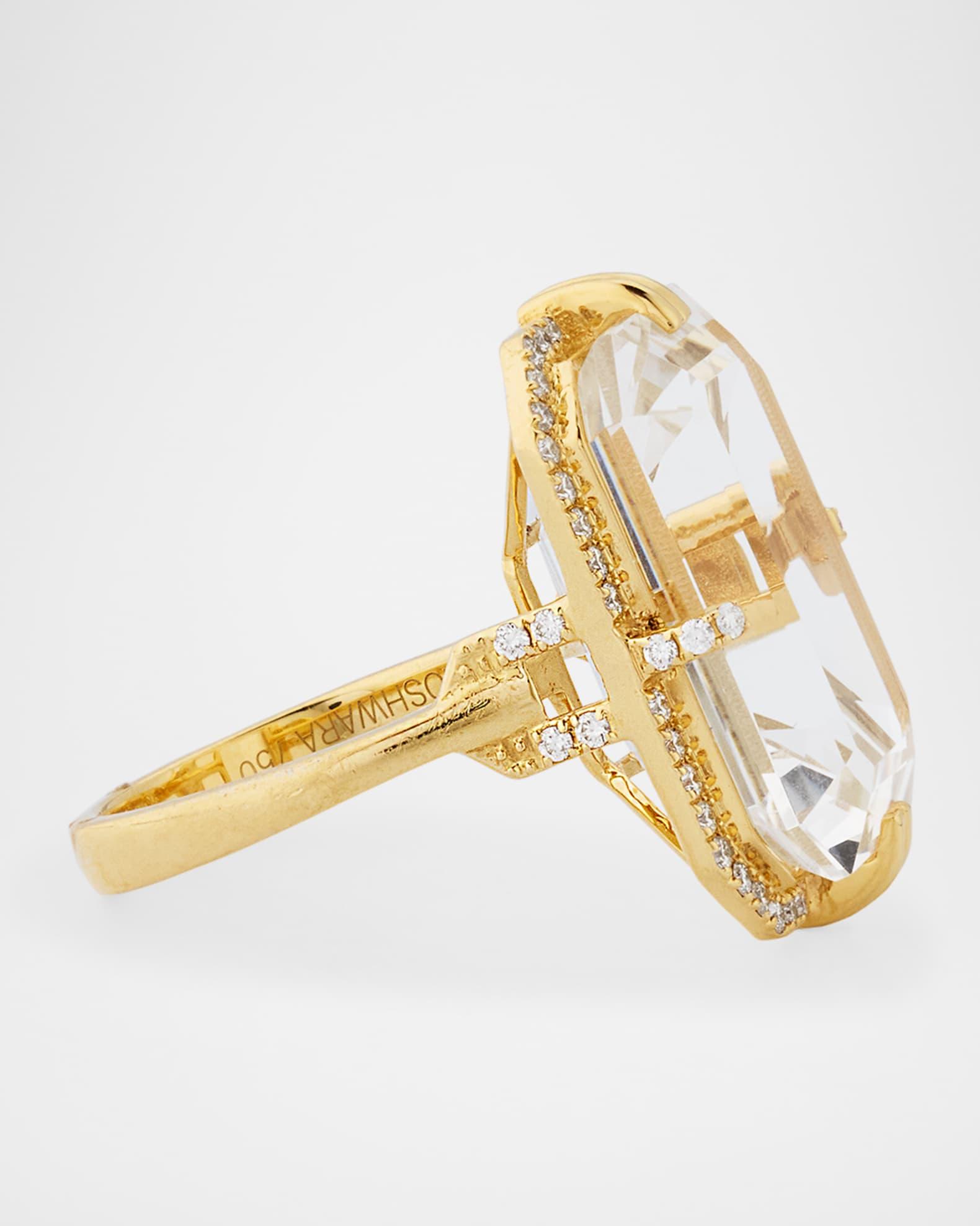 18K Yellow Gold Gossip Crystal Statement Ring with Diamonds Product Image