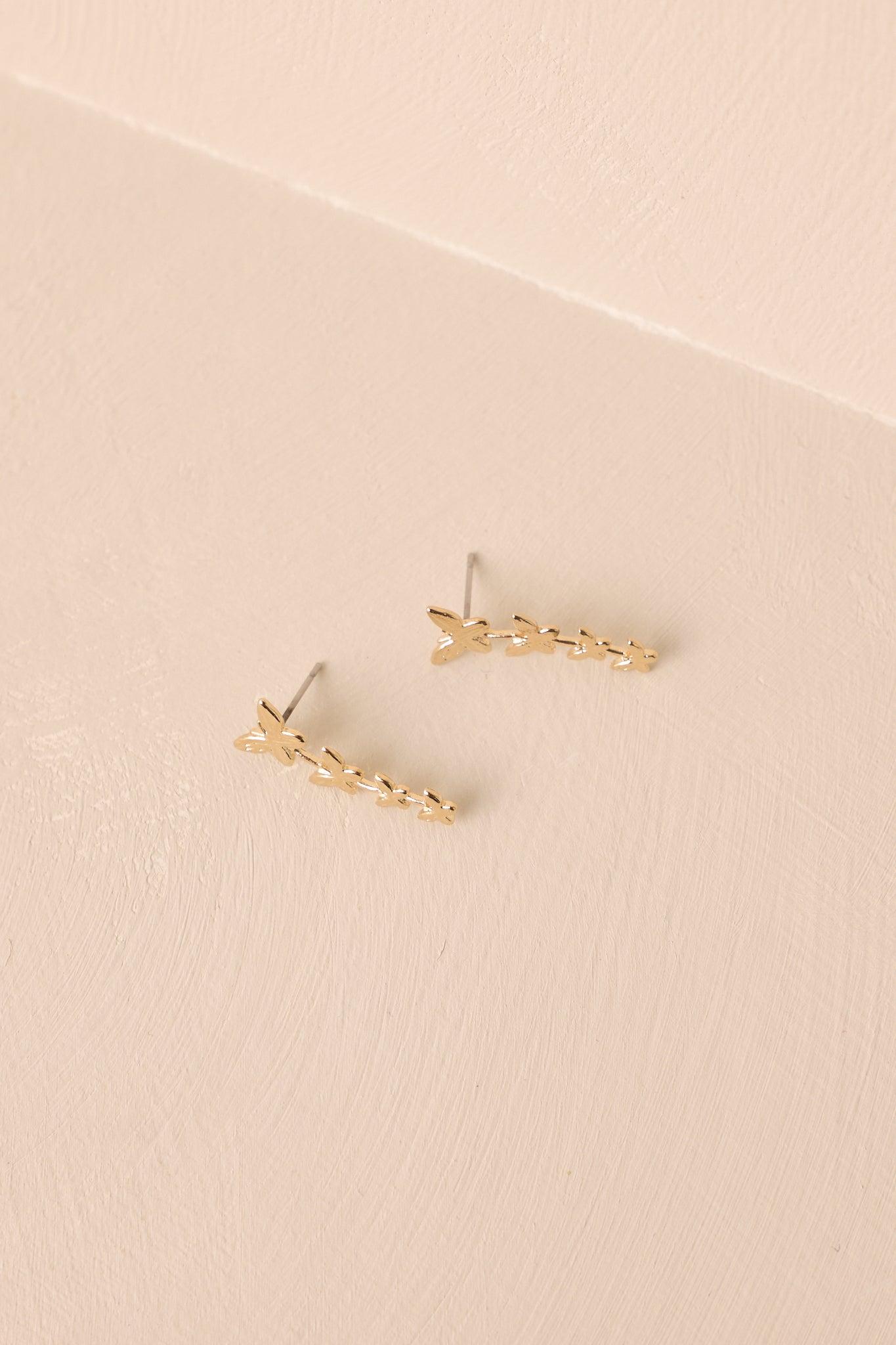 Morning Dew Gold Butterfly Drop Earrings Product Image