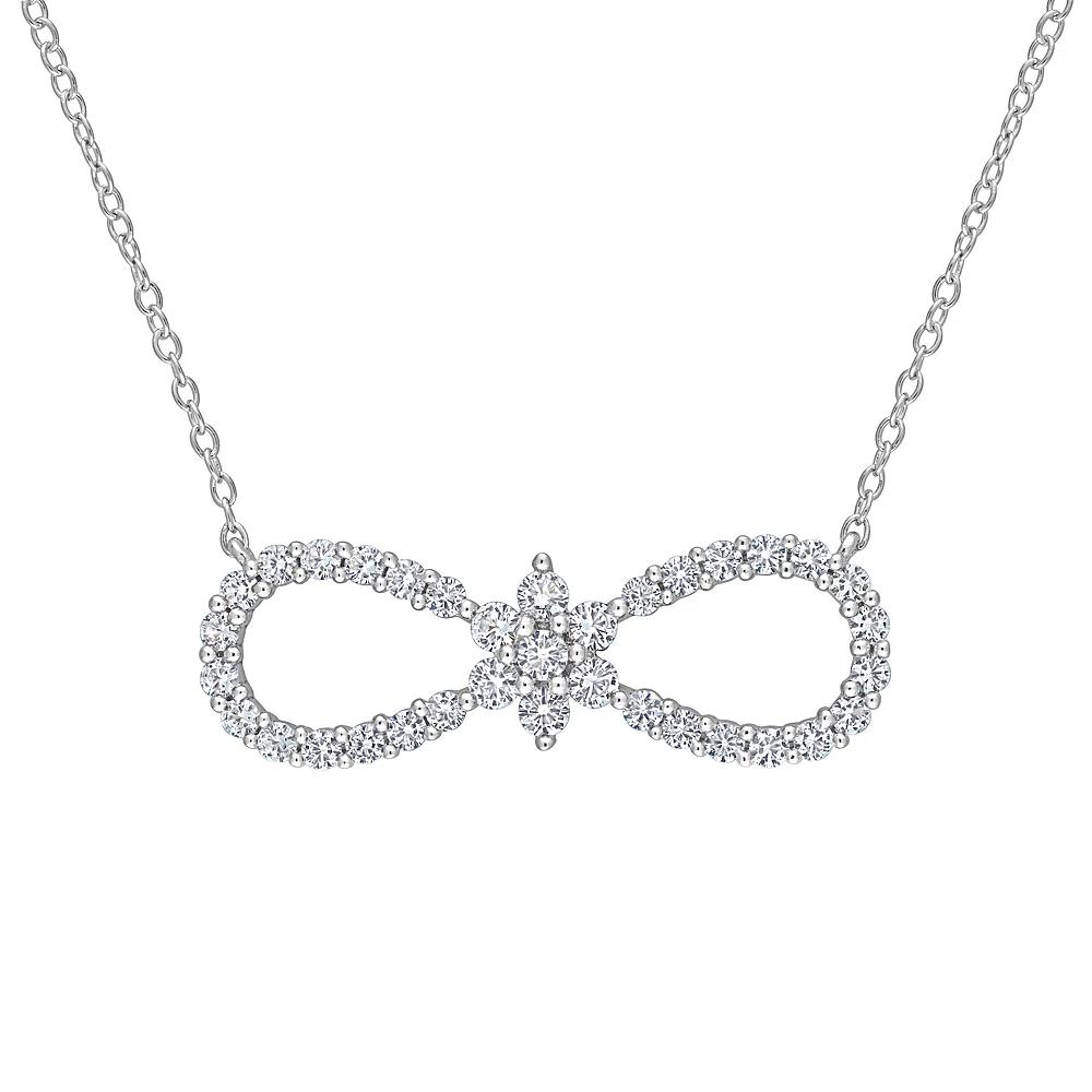 Stella Grace Sterling Silver Lab Created White Sapphire Infinity Pendant, Women's, Size: 17" Product Image