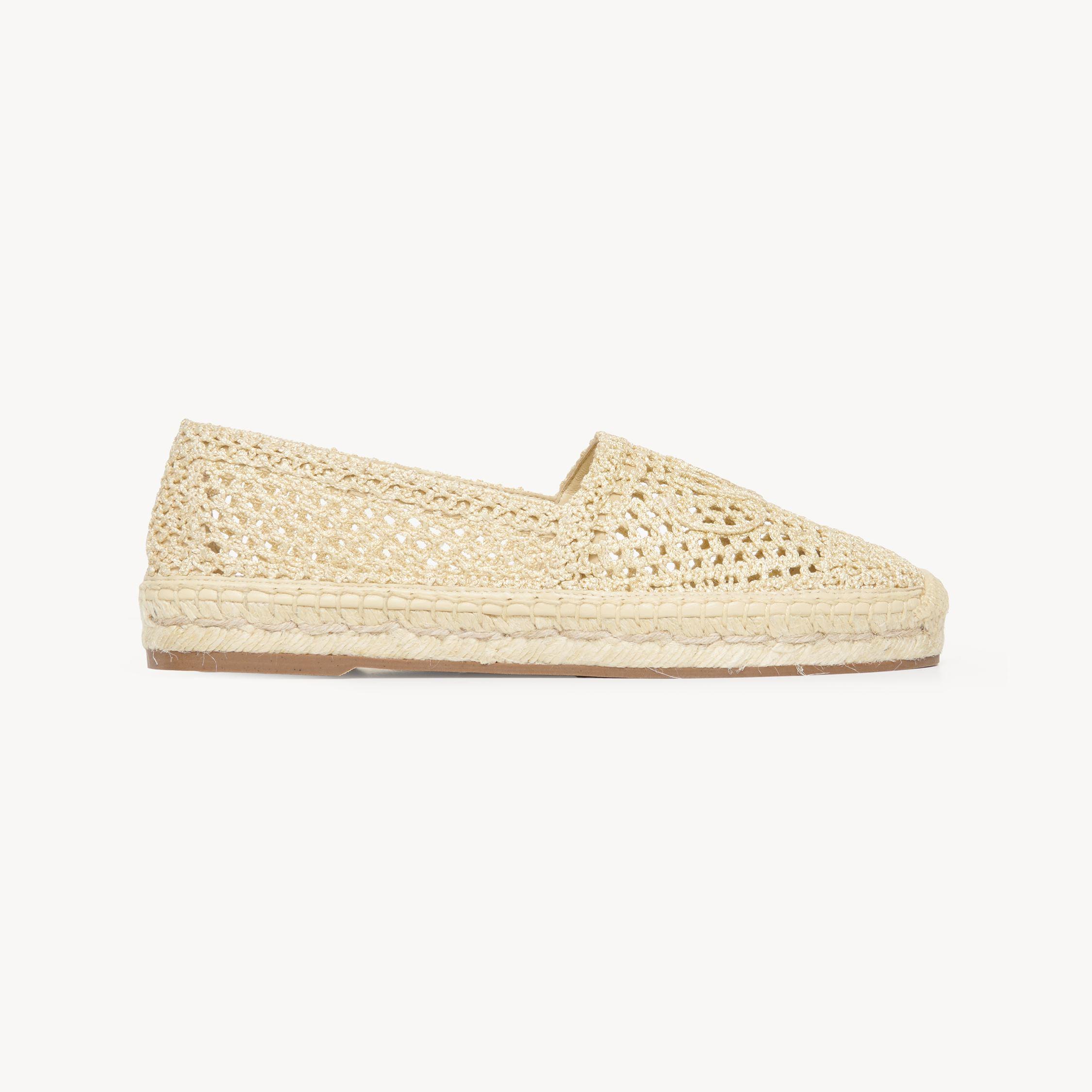 CHLOÉ Womens Chloe Isla Logo-embossed Crochet Espadrilles In Brown Product Image