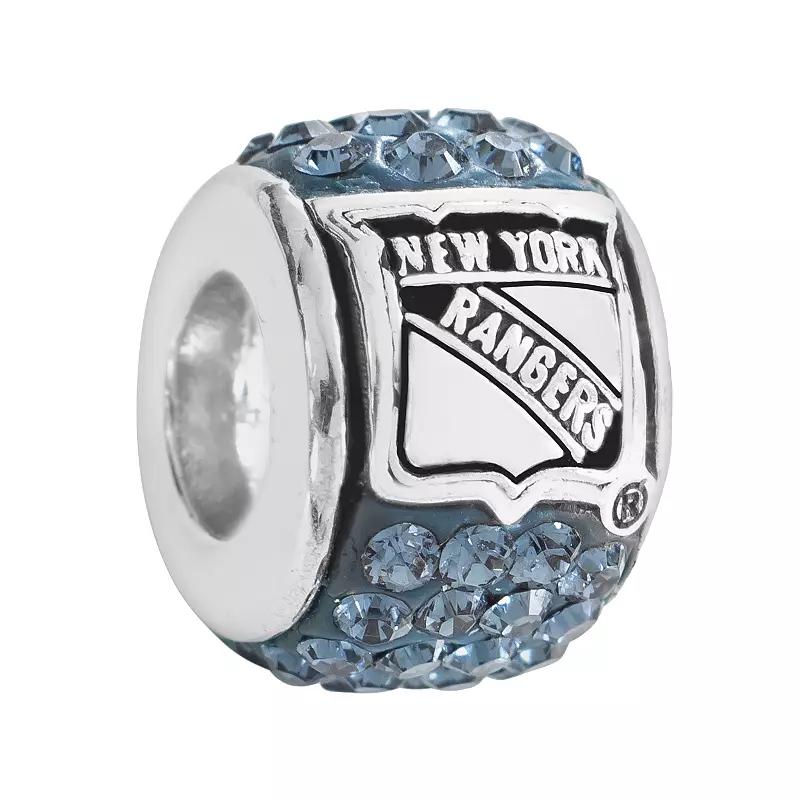 LogoArt New York Rangers Sterling Silver Crystal Logo Bead, Women's, Montana Blue Product Image