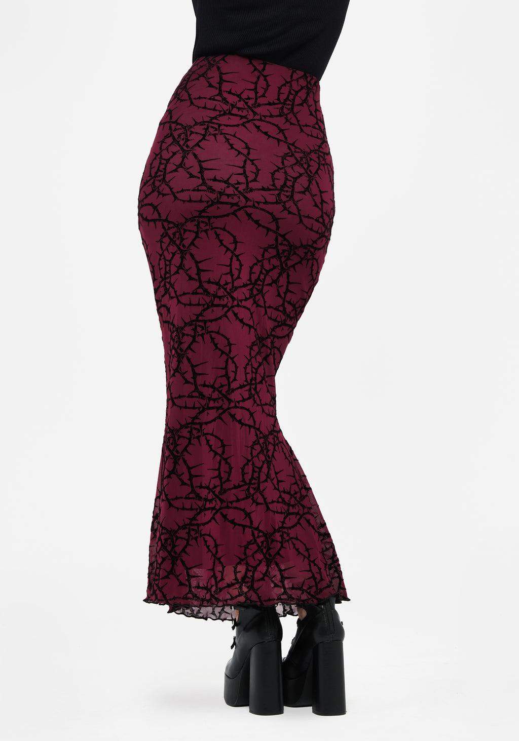 Prickle Thorn Print Mesh Mermaid Maxi Skirt Product Image