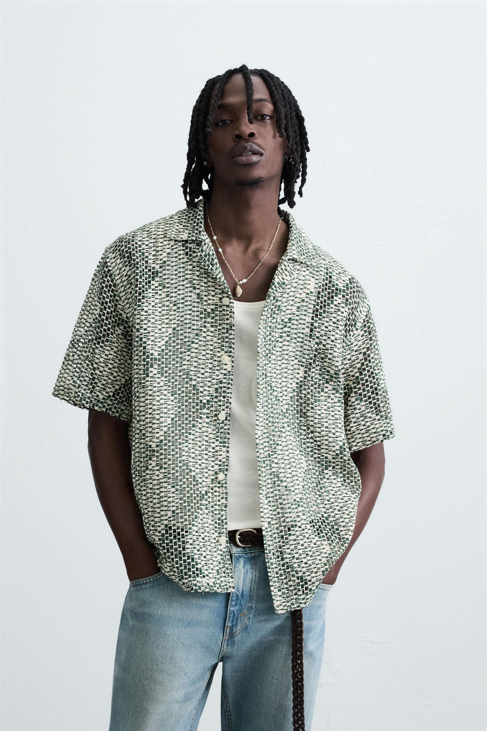 TEXTURED CROCHET SHIRT Product Image