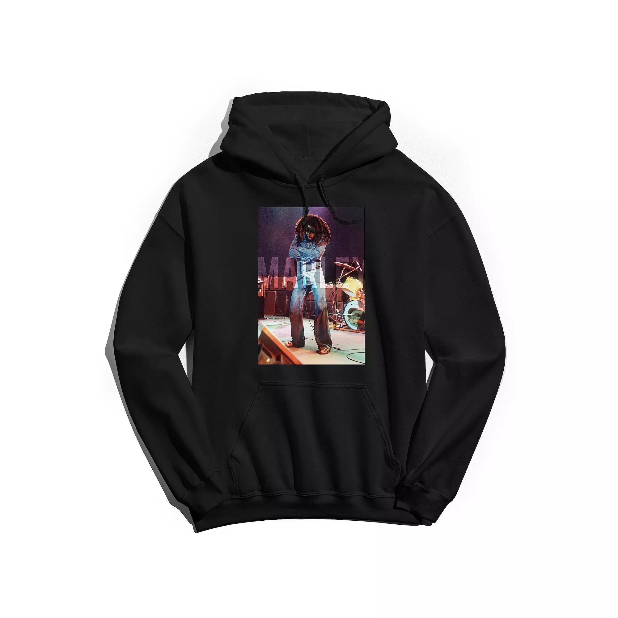 Men's Bob Marley Crossed Stage Hoodie, Size: Large, Black Product Image