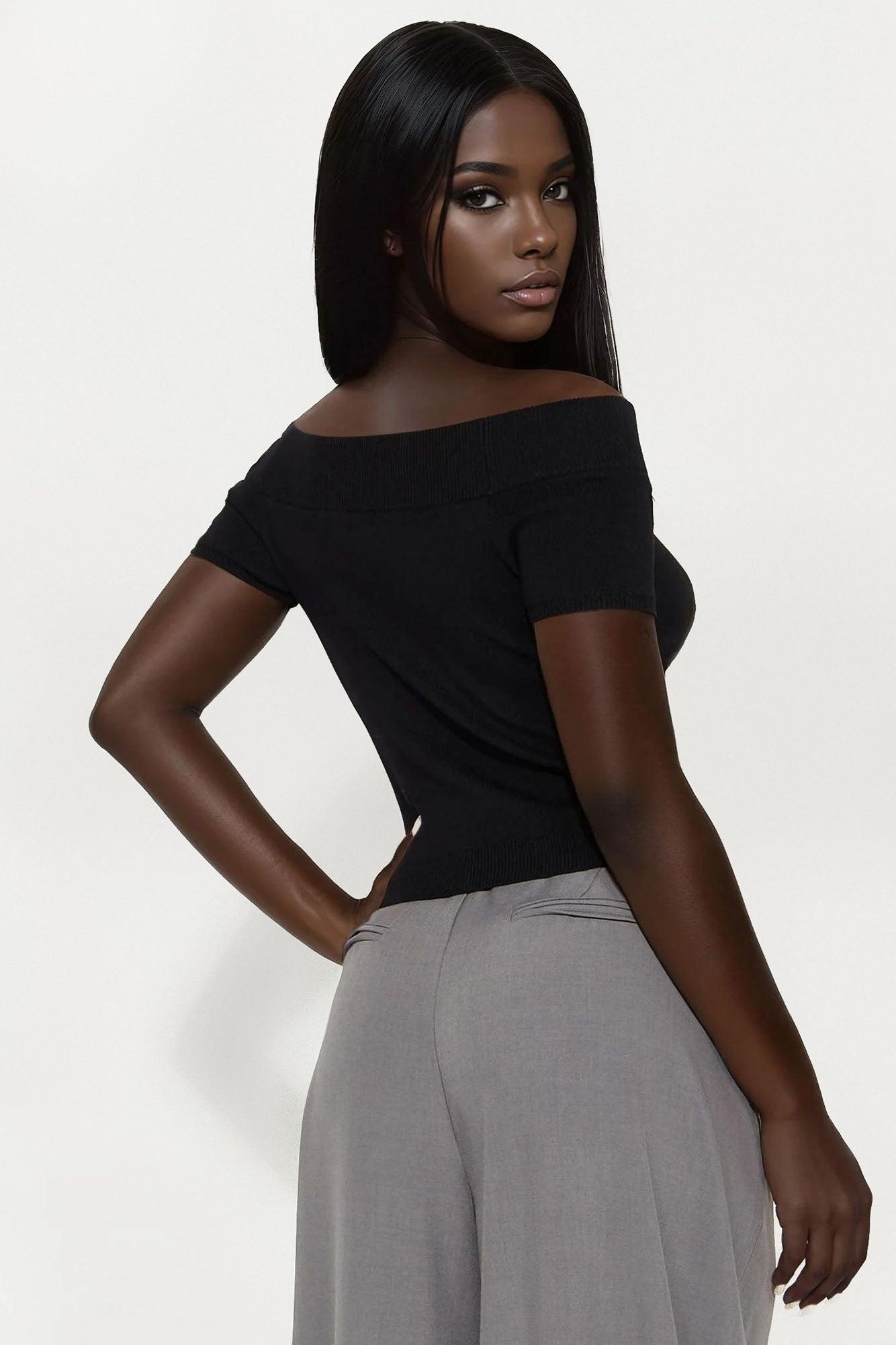 Need Coffee Off Shoulder Sweater - Black Product Image