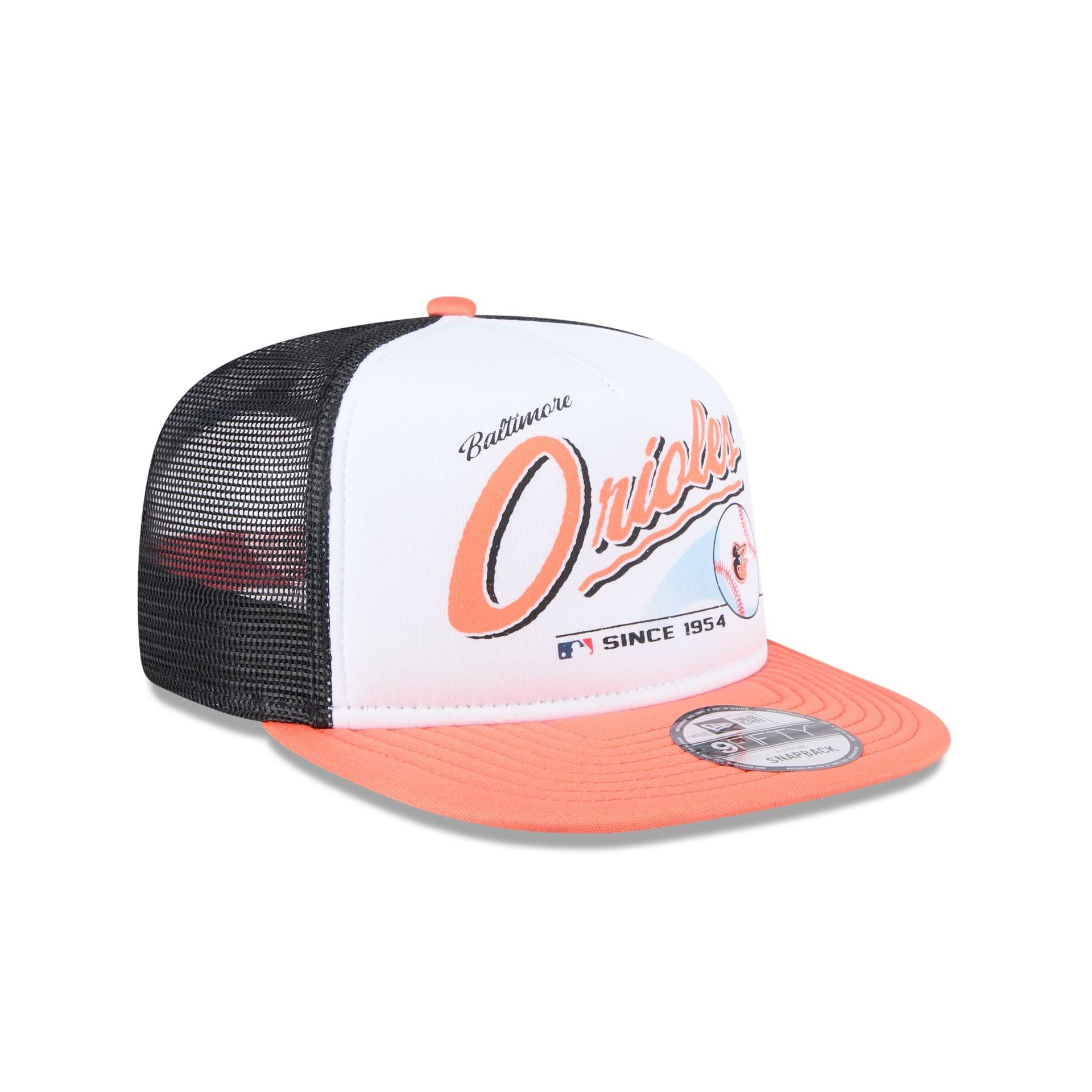 Baltimore Orioles Retro Script 9FIFTY A-Frame Trucker Hat Male Product Image