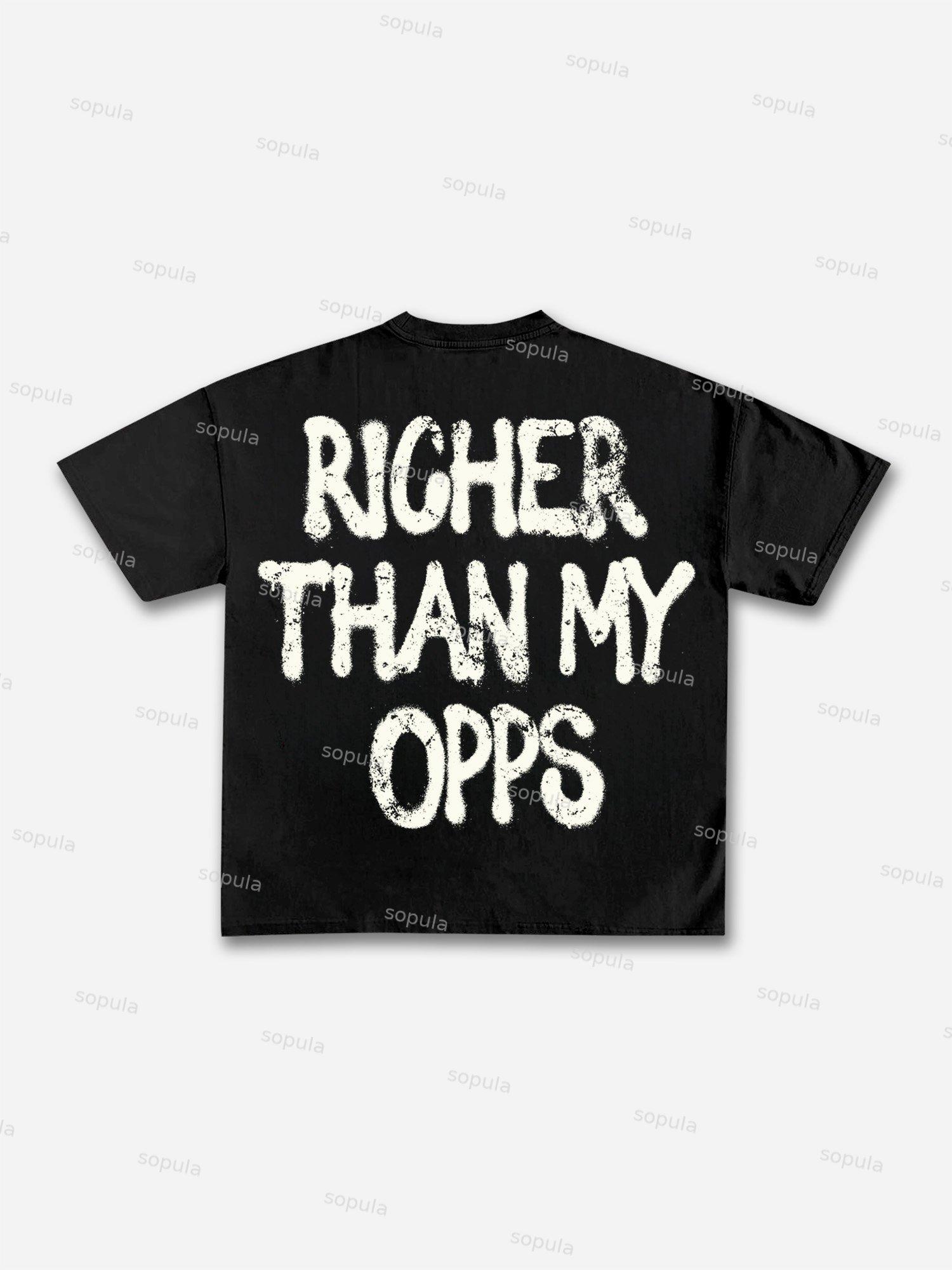 Richer Than My Opps Vintage Abstract Man Graphic Cotton T-shirt Product Image