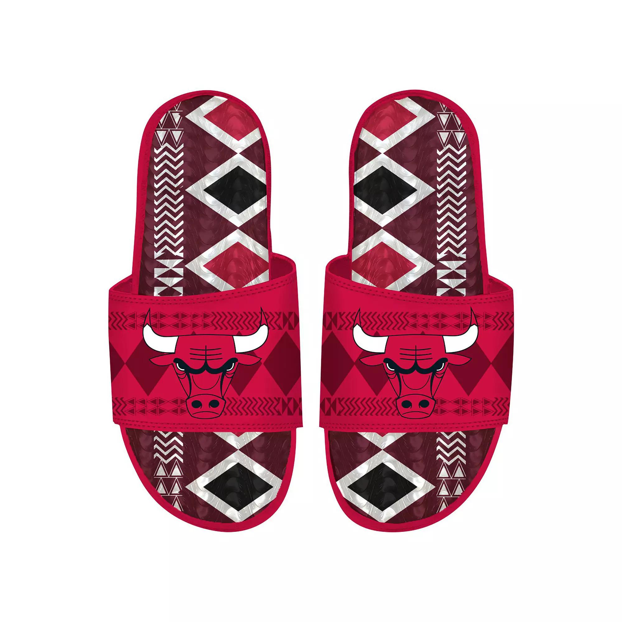 Men's ISlide Red Chicago Bulls Shooting Touch Rwanda Pattern Gel Slide Sandals, Adult Unisex,  Product Image