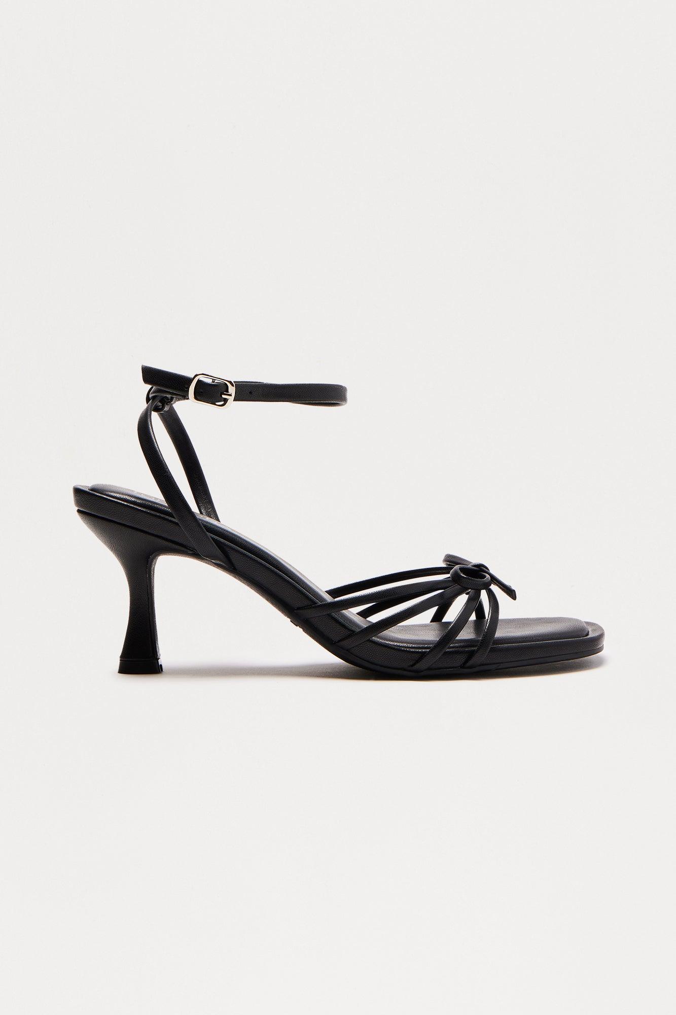 Vero Bow Faux Leather Heels - Black Female Product Image