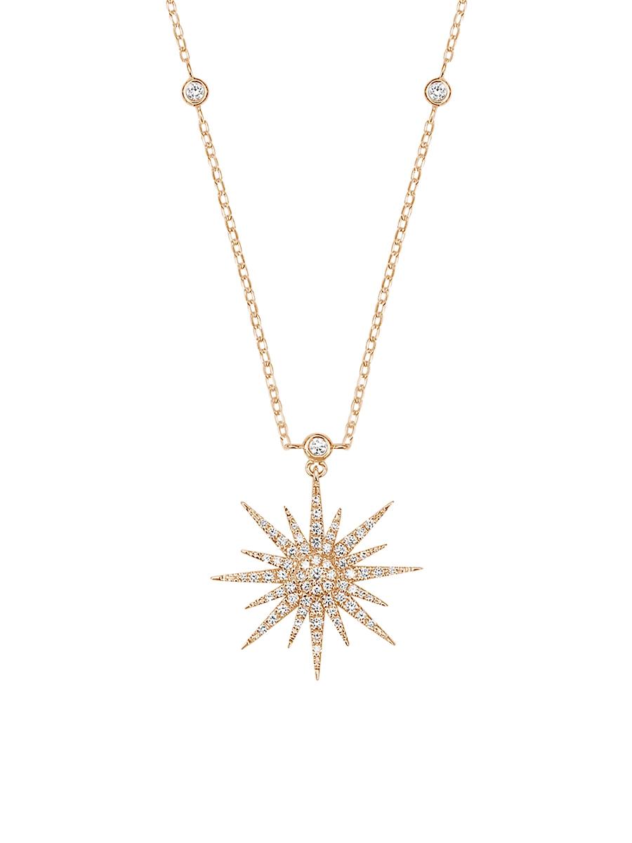 Womens Soleil 18K Yellow Gold & Diamond Pendant Necklace Product Image