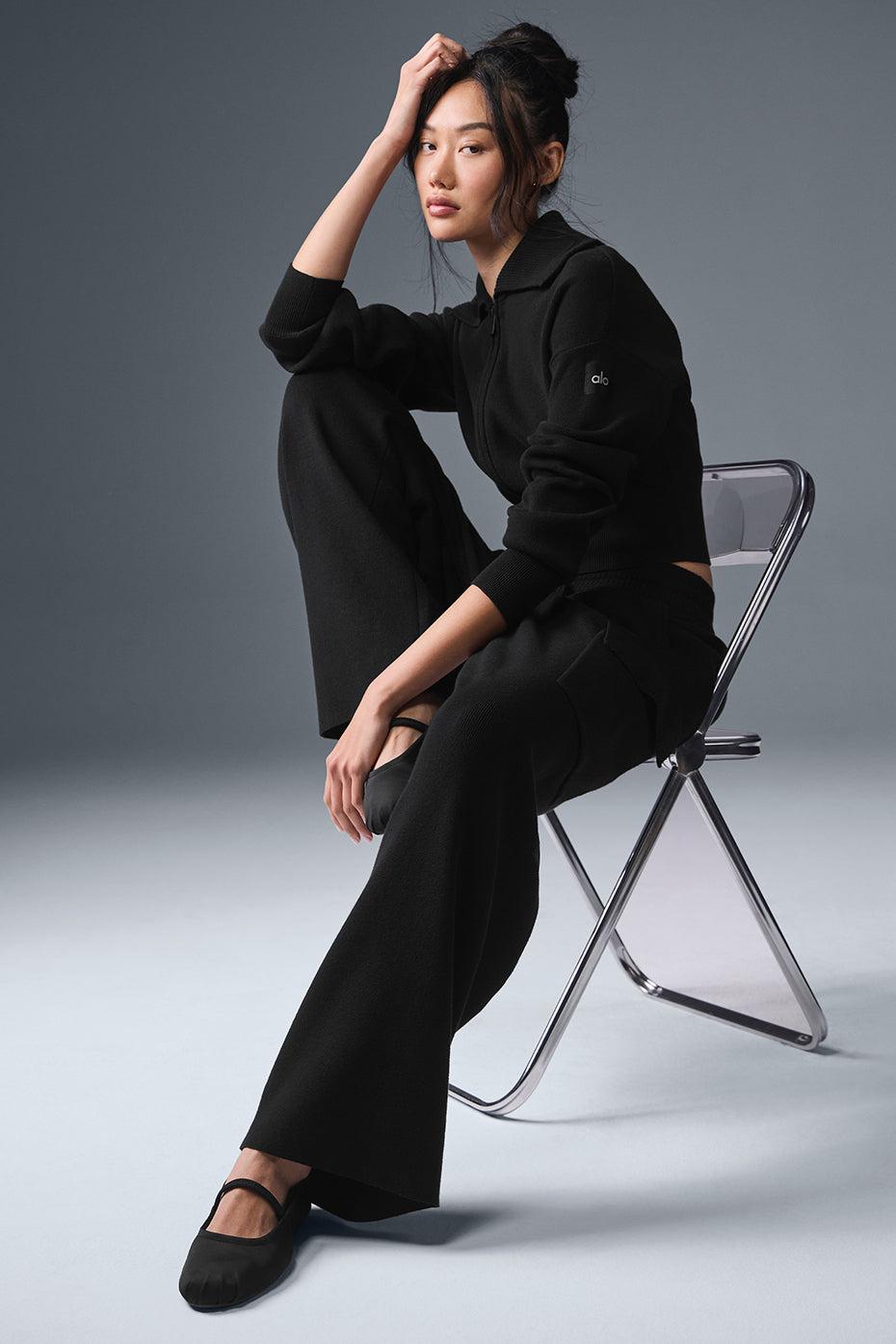 Scholar Knit High-Waist Cargo Pant - Black Female Product Image