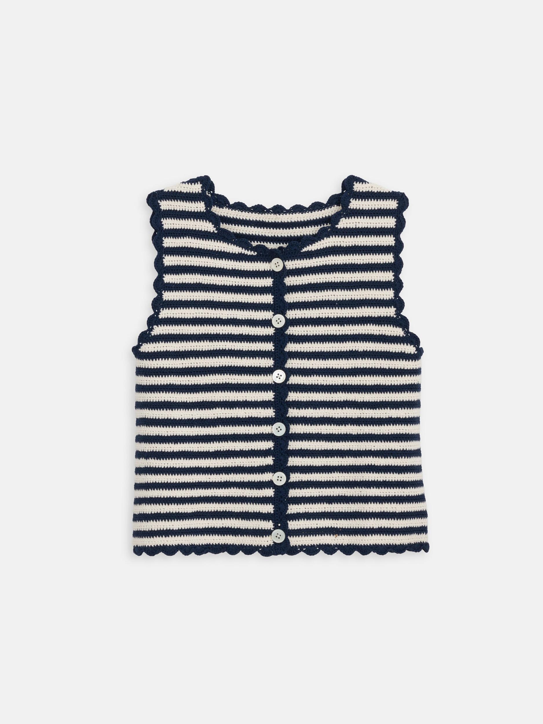 Hand Crochet Bridget Vest In Striped Cotton Product Image