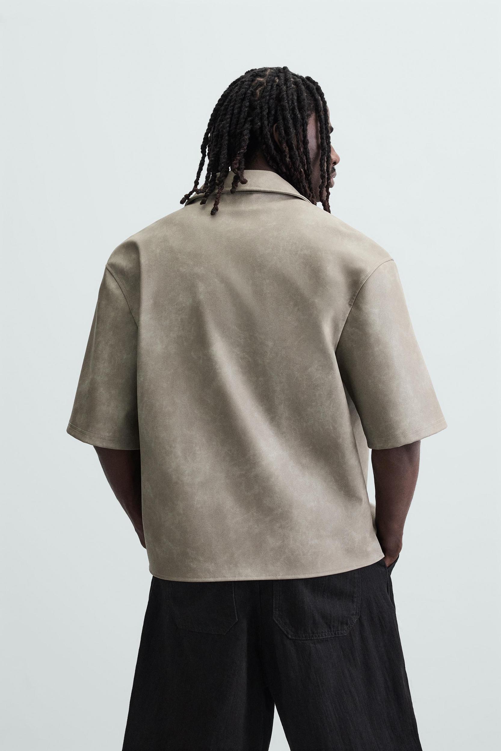 FAUX LEATHER OVERSHIRT Product Image