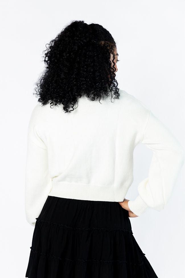 Bloom With Grace Ivory and Black Floral Embroidered Cardigan FINAL SALE Product Image