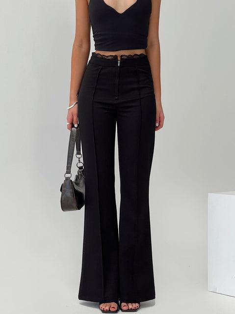 Stellina Slim Fit Flared Pants Black Product Image