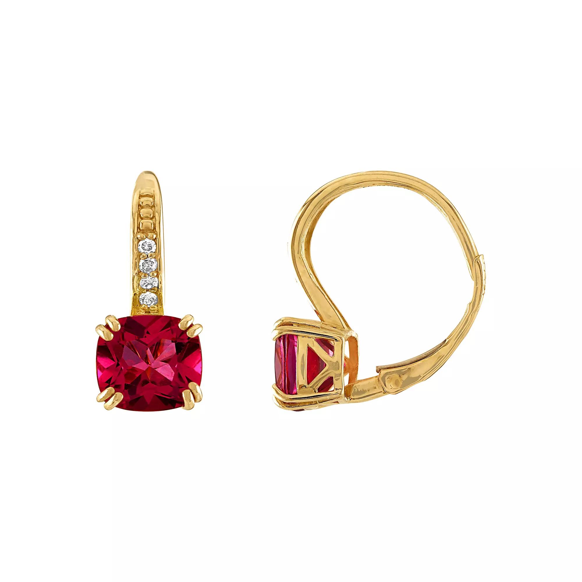 Tiara 10k Gold Pink Topaz & Diamond Accent Leverback Earrings, Women's Product Image